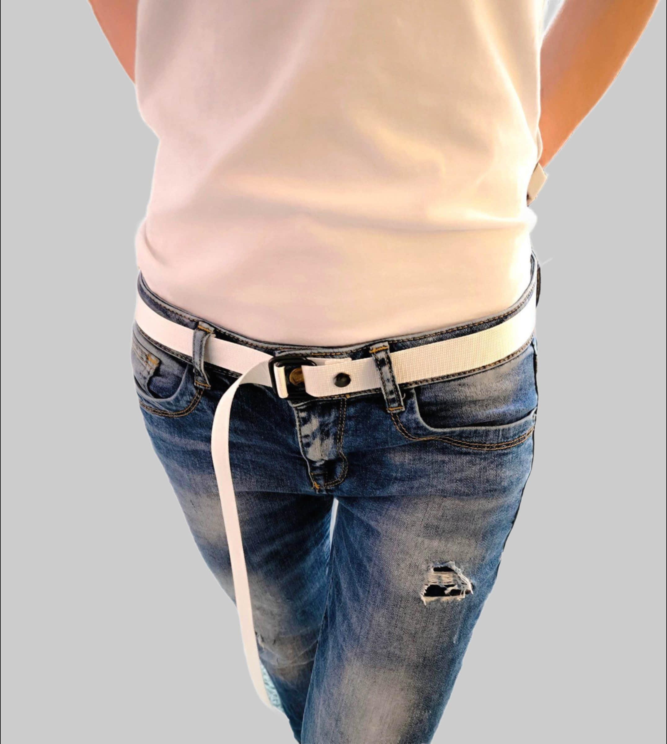 PaulZdrada Fabric Belt - Sport/Jeans/Premium Uni - Modern Hanger Style Weiß PaulZdrada Jungenmode