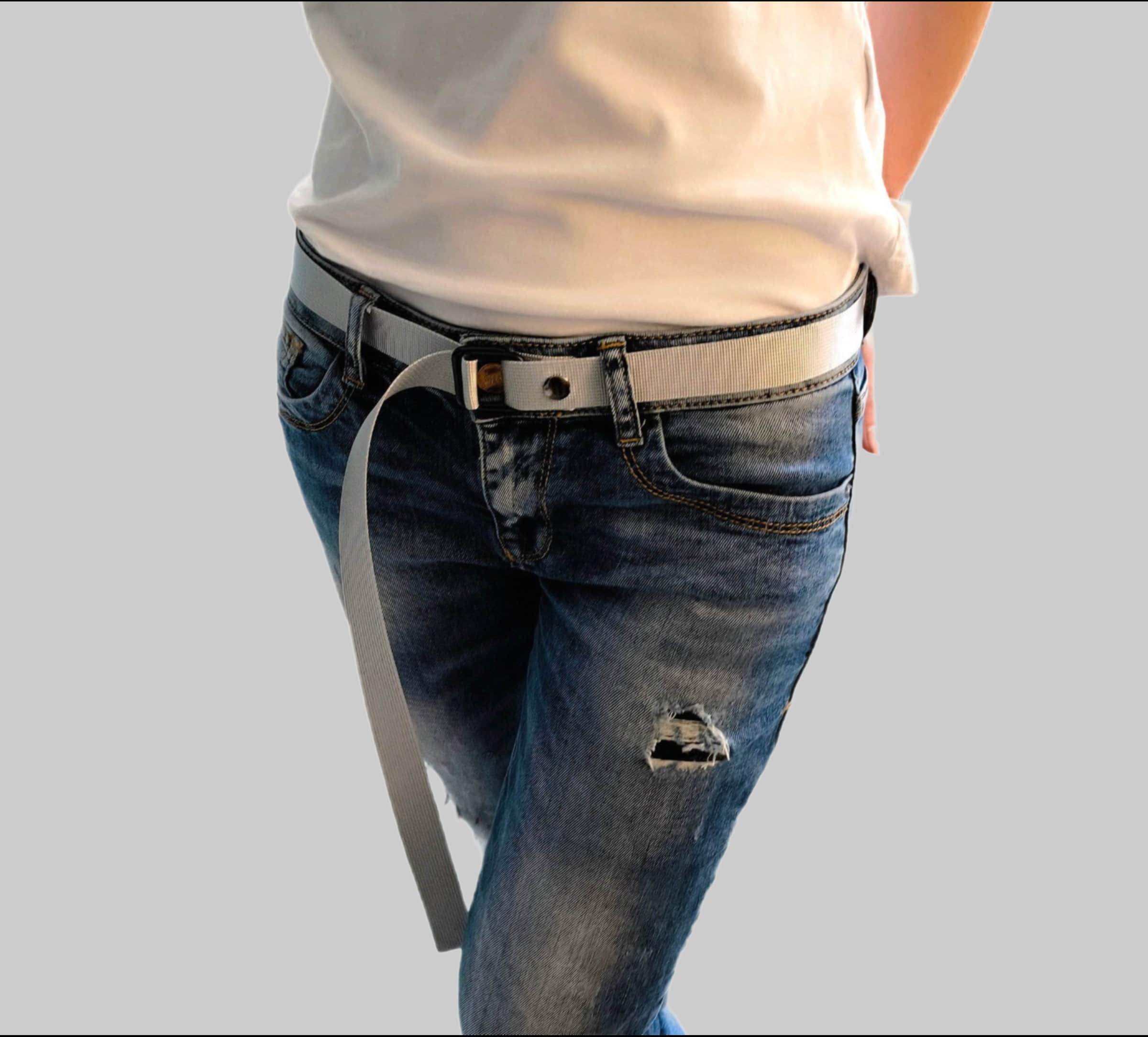 PaulZdrada Fabric Belt - Sport/Jeans/Premium Uni - Modern Hanger Style Hellgrau Jungenmode PaulZdrada