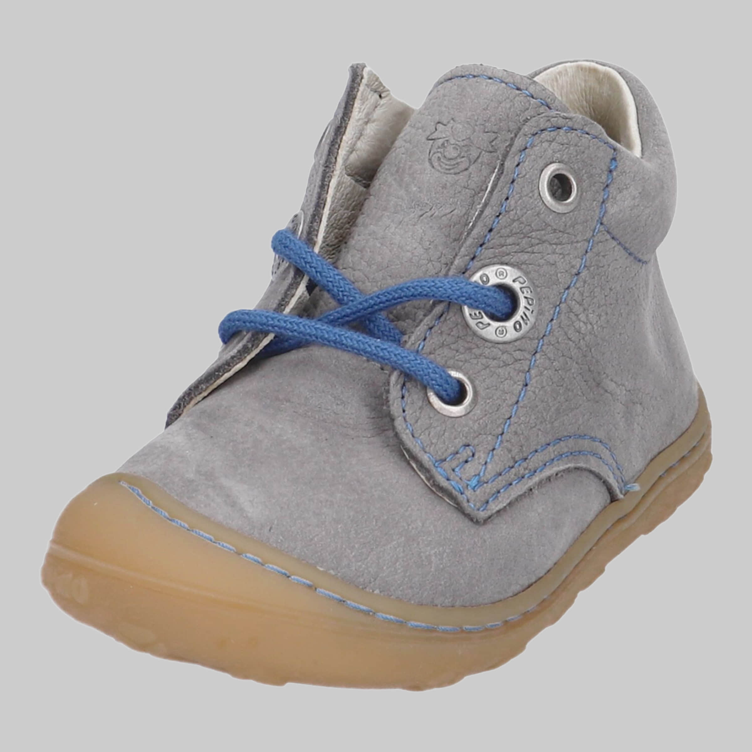 PEPINO by RICOSTA Babymode Ricosta Pepino 'Cory' Lauflerner: Premium Leather Kids Running Shoe - WMS Fit graphit/blau