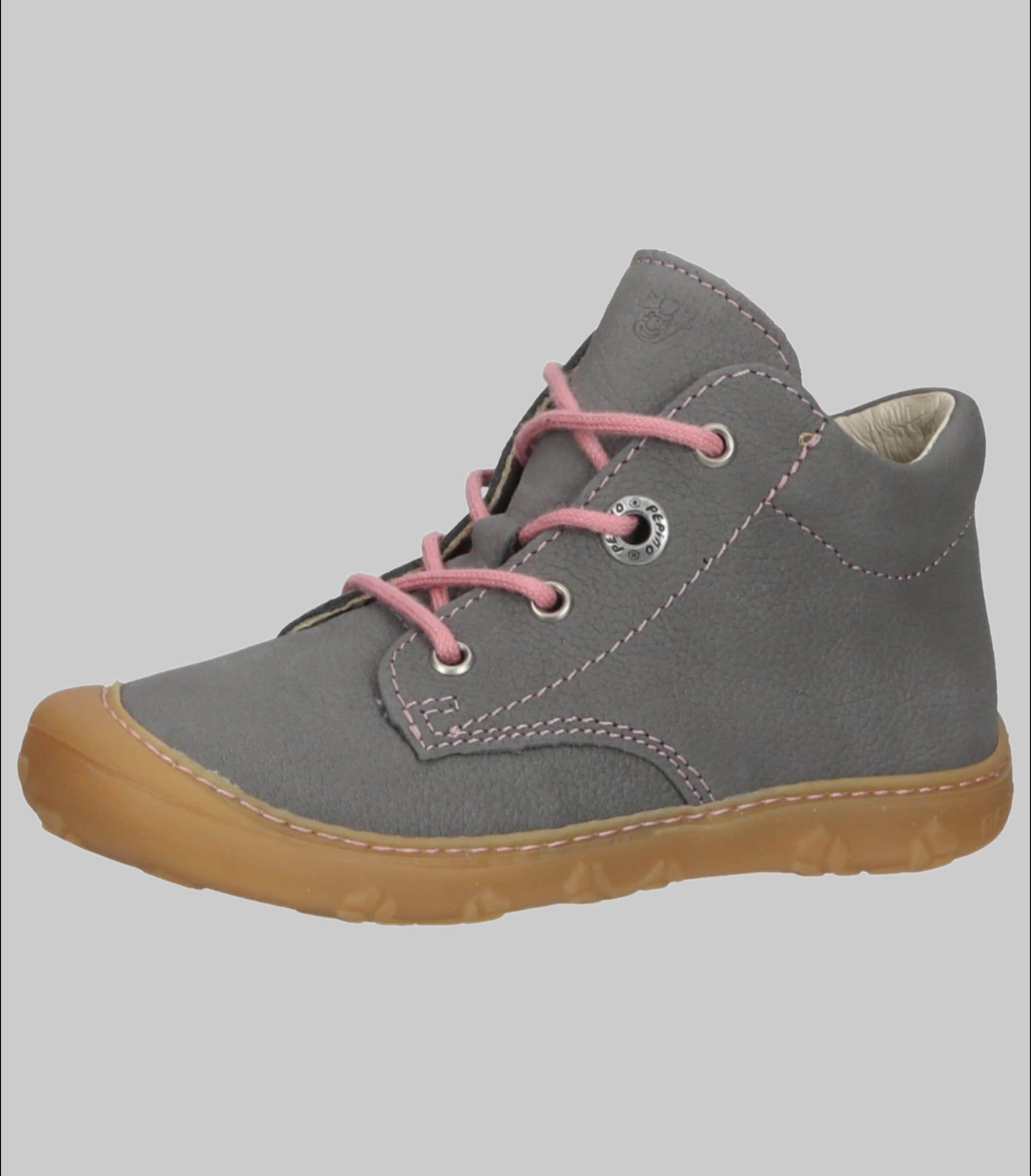 Ricosta Pepino 'Cory' Lauflerner: Premium Leather Kids Running Shoe - WMS Fit Grau Rosa Mädchenmode PEPINO by RICOSTA