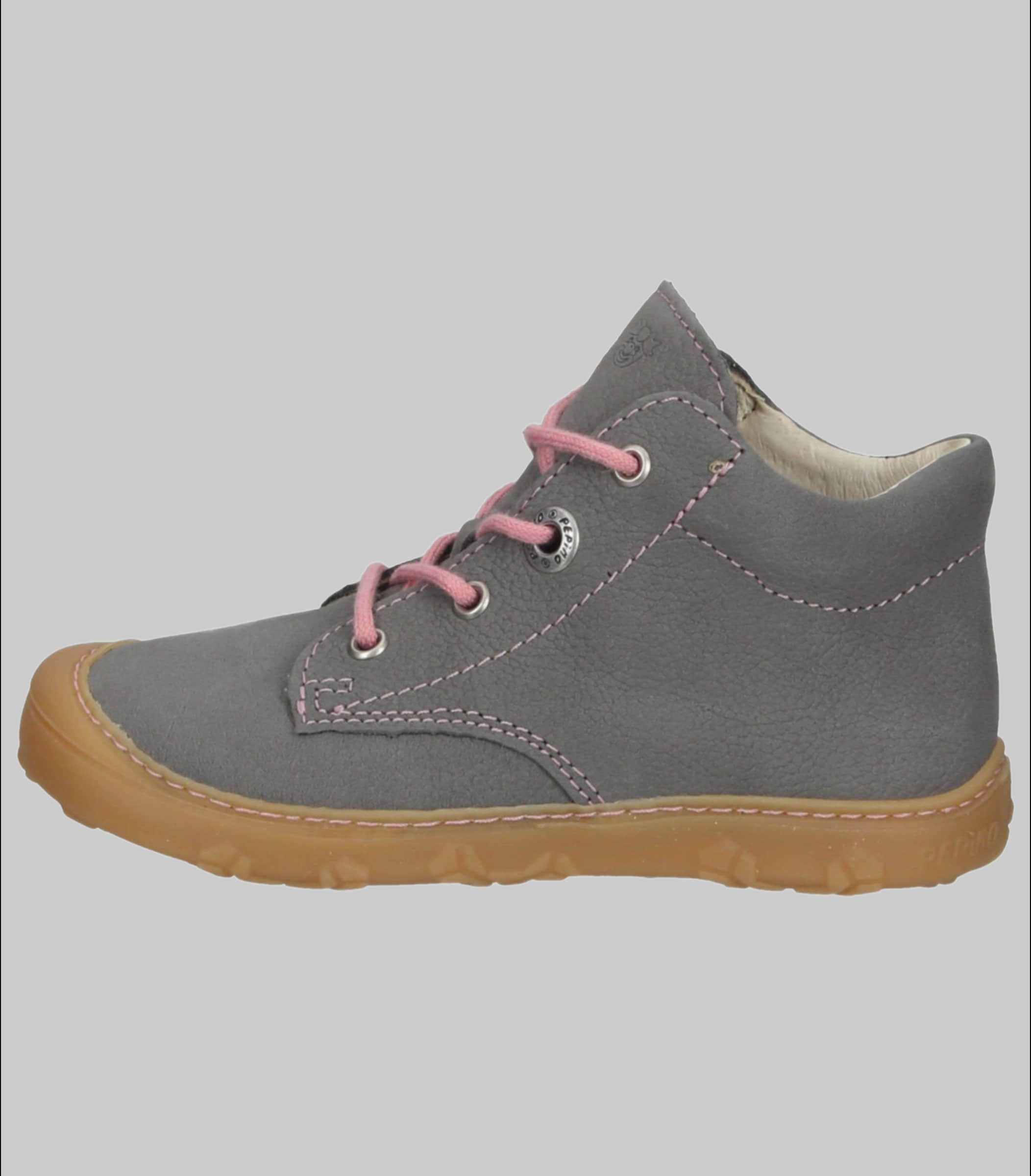 Ricosta Pepino 'Cory' Lauflerner: Premium Leather Kids Running Shoe - WMS Fit Grau Rosa Mädchenmode PEPINO by RICOSTA