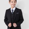 SANDER STELLAN Babymode SANDER STELLAN Boys' Suit Luxurious Child Suit Communion Suit 6-piece, in Black (Blazer, Vest, Shirt, Trousers, Bow Tie, and Pocket Square) Formal, Elegant