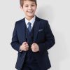 SANDER STELLAN SANDER STELLAN Boysuit - Elegant Slim-Fit Suit, Communion Outfit, 6-Piece Dark Blue Set Babymode