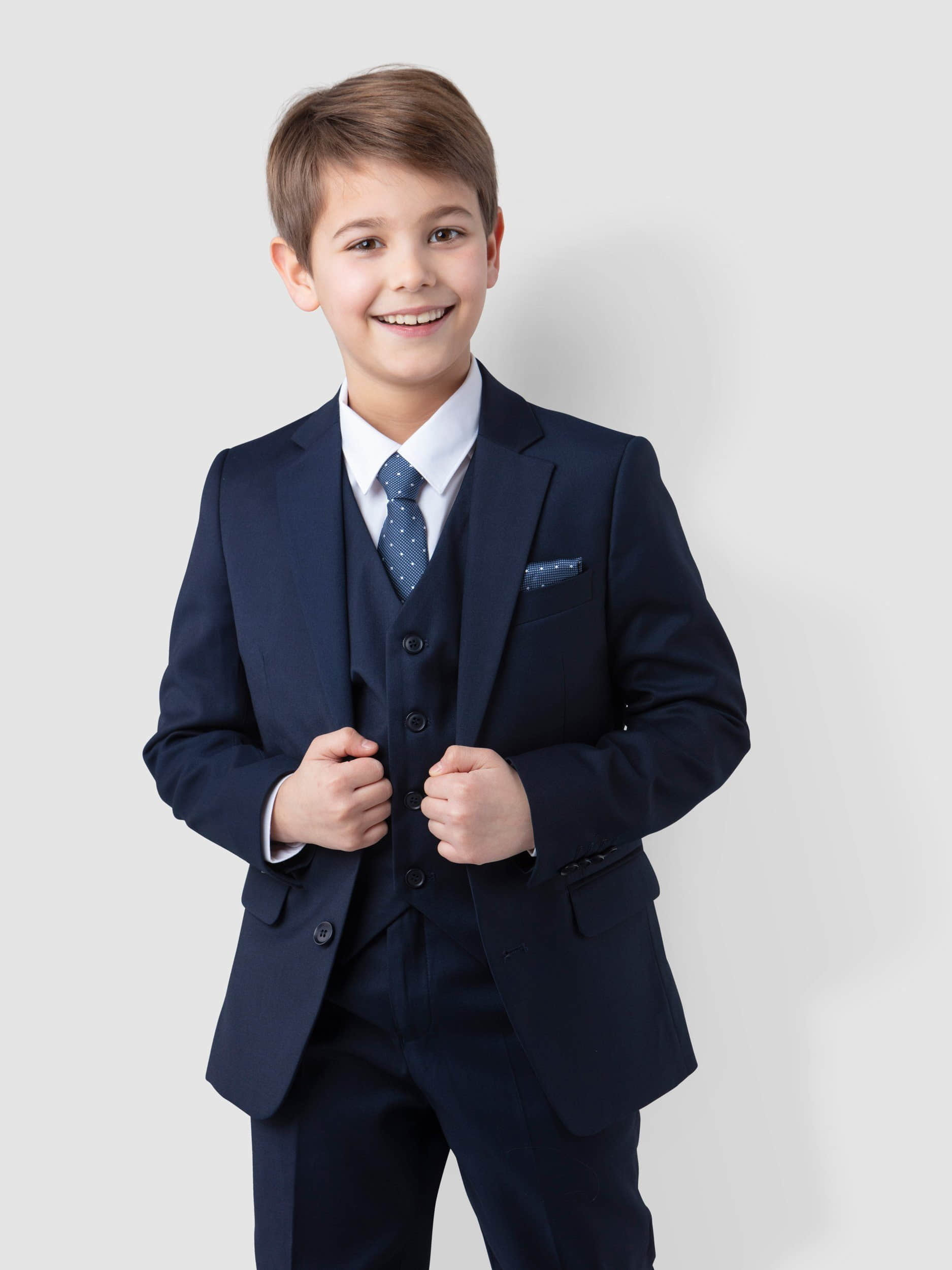 SANDER STELLAN SANDER STELLAN Boysuit - Elegant Slim-Fit Suit, Communion Outfit, 6-Piece Dark Blue Set Babymode