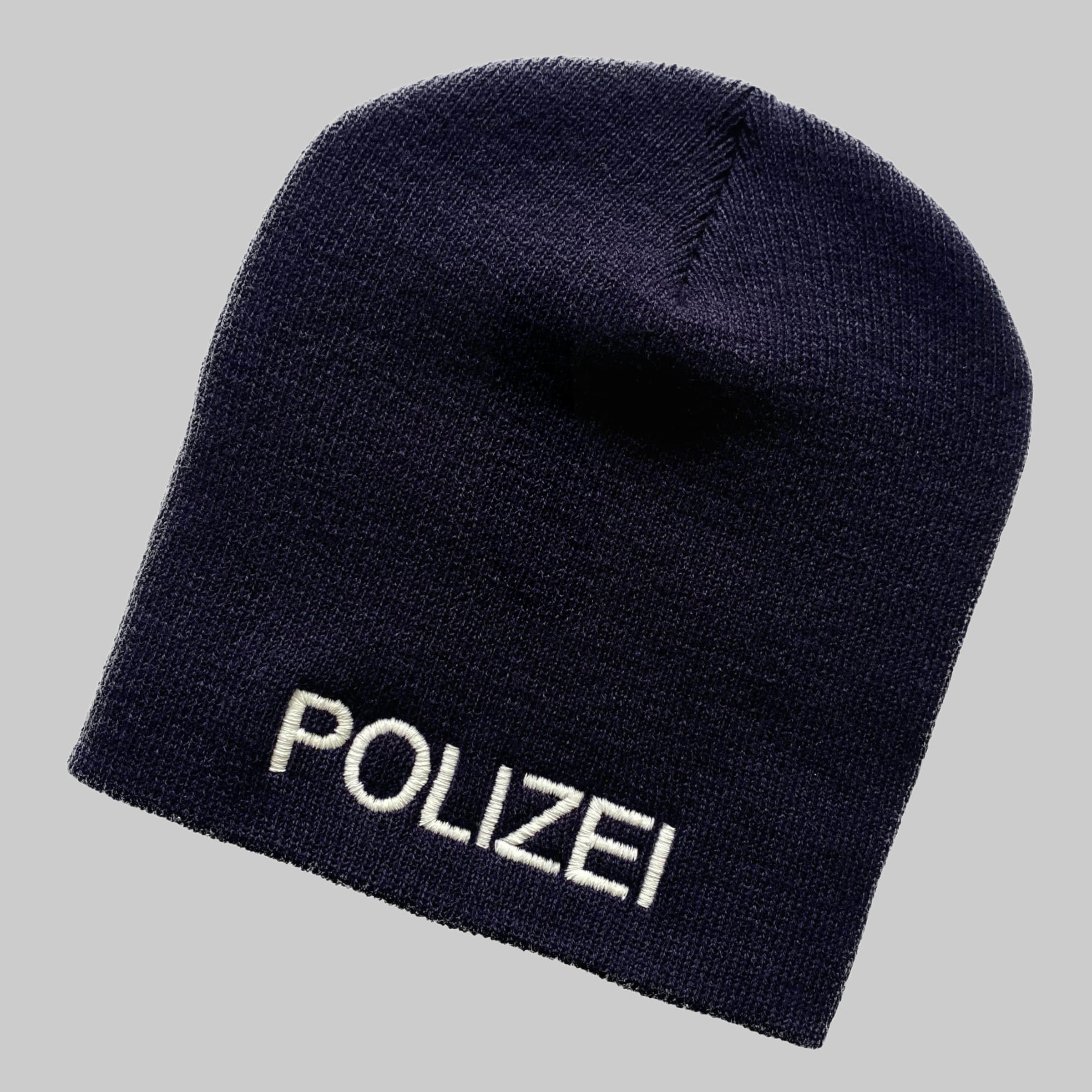 Schnoschi Mädchenmode Schnoschi Strickmütze: Embroidered Police Beanie (One Size) dunkelblau