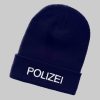 Mädchenmode Schnoschi Schnoschi Strickmütze mit Polizei dunkelblau