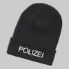 Mädchenmode Schnoschi Schnoschi Strickmütze mit Polizei dunkelgrau