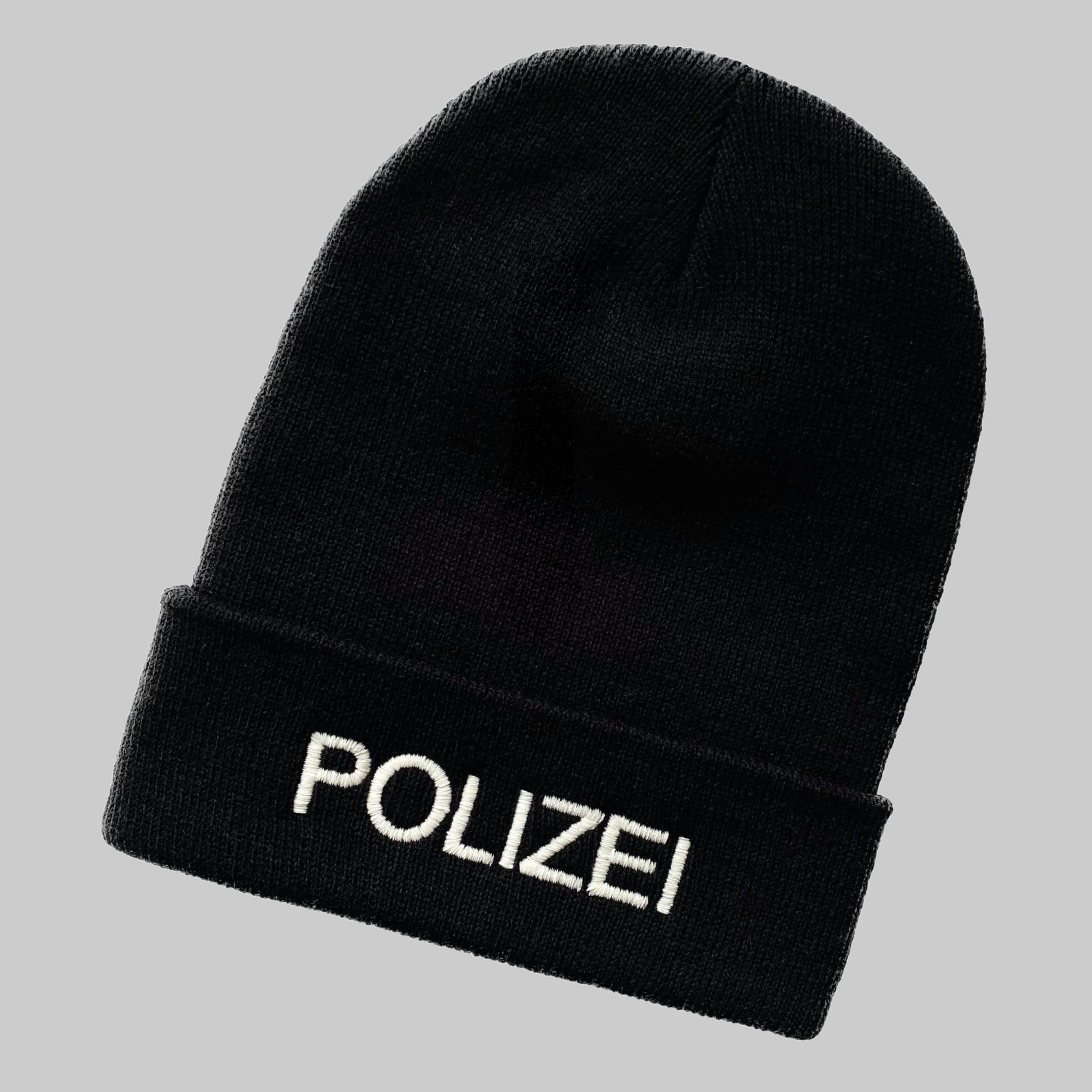 Schnoschi Strickmütze mit Polizei schwarz Mädchenmode Schnoschi