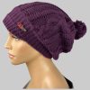 Mädchenmode Taschen4life Taschen4life Damen Beanie mit Bommel – Lange Strickmütze, Twistmuster, Warm & Stylisch lila