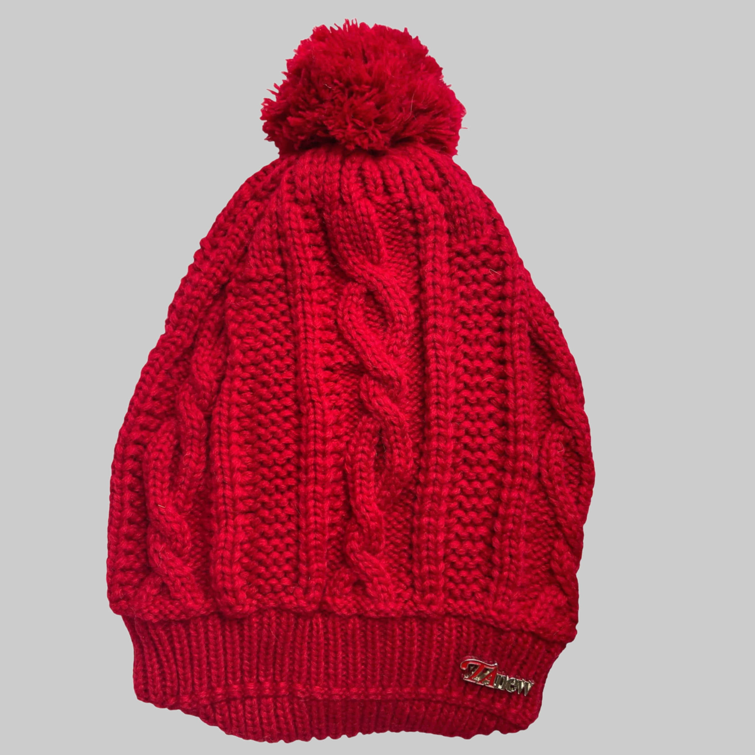 Taschen4life Damen Beanie mit Bommel – Lange Strickmütze, Twistmuster, Warm & Stylisch rot Taschen4life Mädchenmode