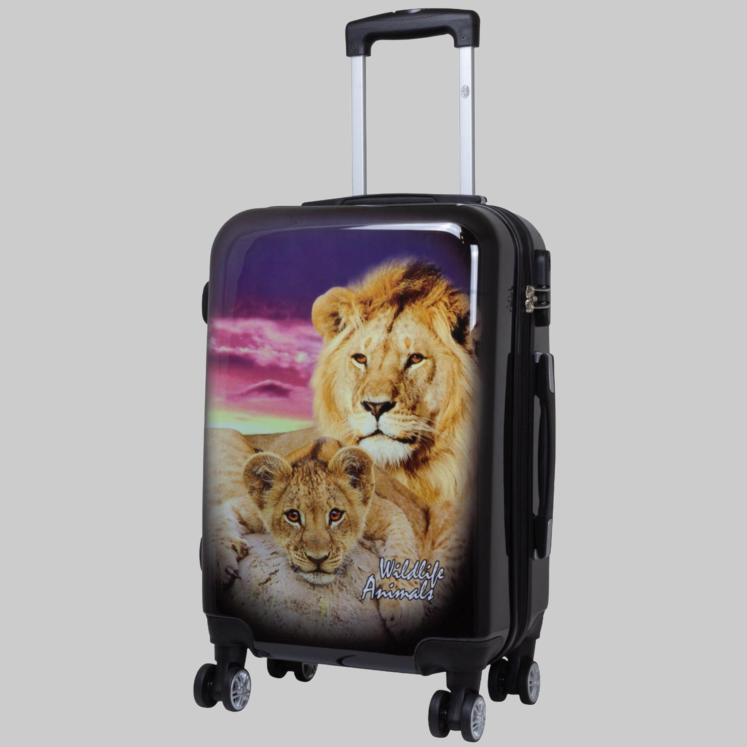 Koffer & Reisegepäck Trendyshop365 Trendyshop365 Hartschalen-Trolley 'Löwe' - Polycarbonate Suitcase with Lion Design