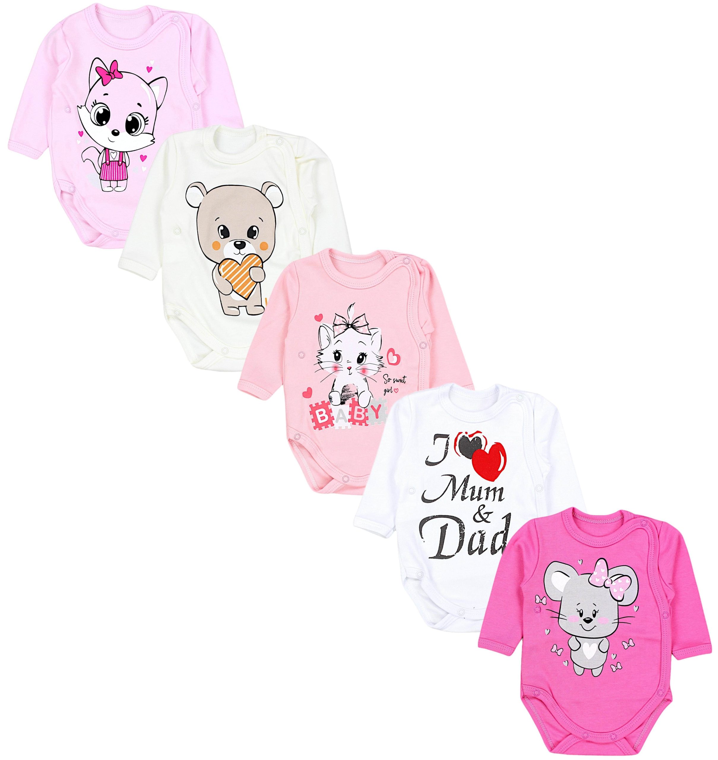 TupTam 5-Pack Baby Uni Long Sleeve Bodysuit with Prints/Solids I love Mum TupTam Babymode