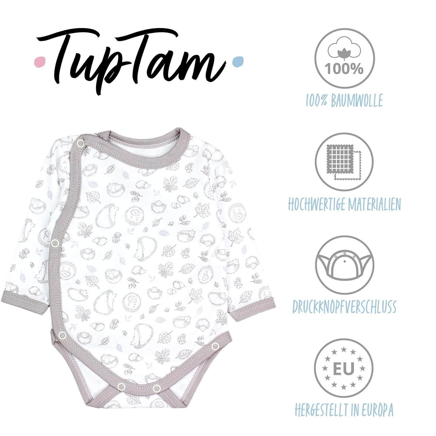 TupTam Babymode TupTam 5-Pack Baby Uni Long Sleeve Bodysuit with Prints/Solids Igel Füchs