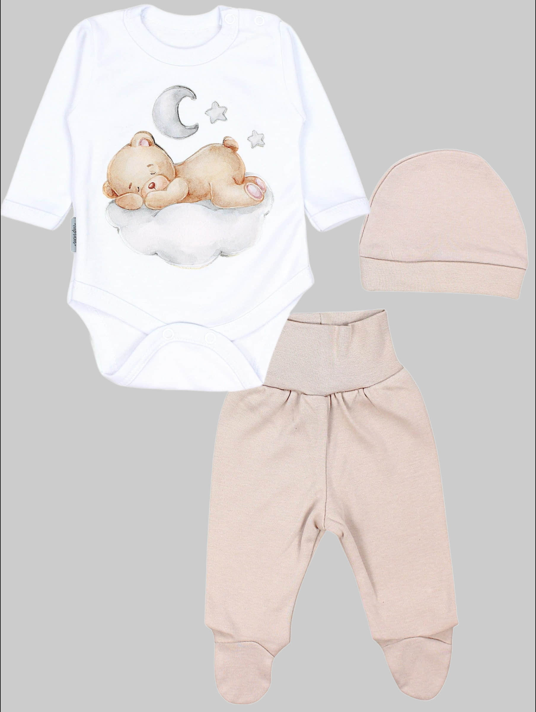 TupTam TupTam Baby Essentials Package - Uni Long Sleeve Bodysuit, Pants & Hat Set Bärchen au Babymode