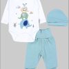 Babymode TupTam TupTam Baby Essentials Package - Uni Long Sleeve Bodysuit, Pants & Hat Set Drei Elefa