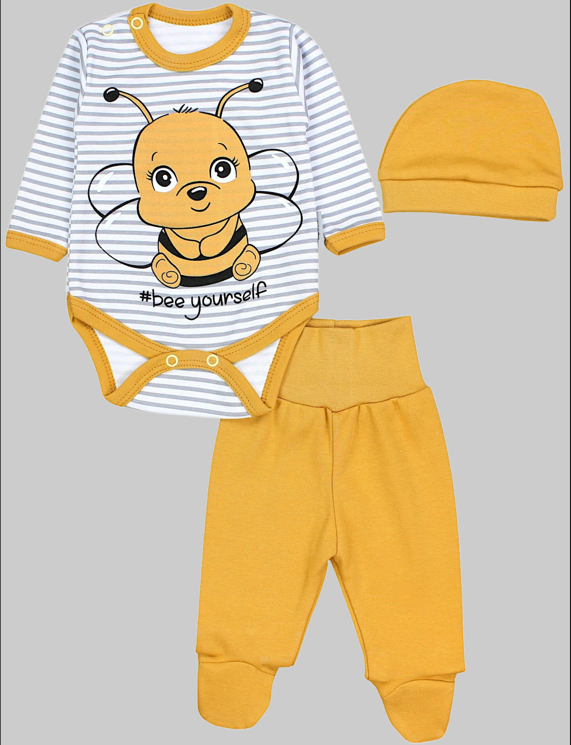 TupTam Baby Essentials Package - Uni Long Sleeve Bodysuit, Pants & Hat Set Biene Gelb Babymode TupTam