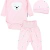 TupTam TupTam Baby Essentials Package - Uni Long Sleeve Bodysuit, Pants & Hat Set Bärchen Ro Babymode