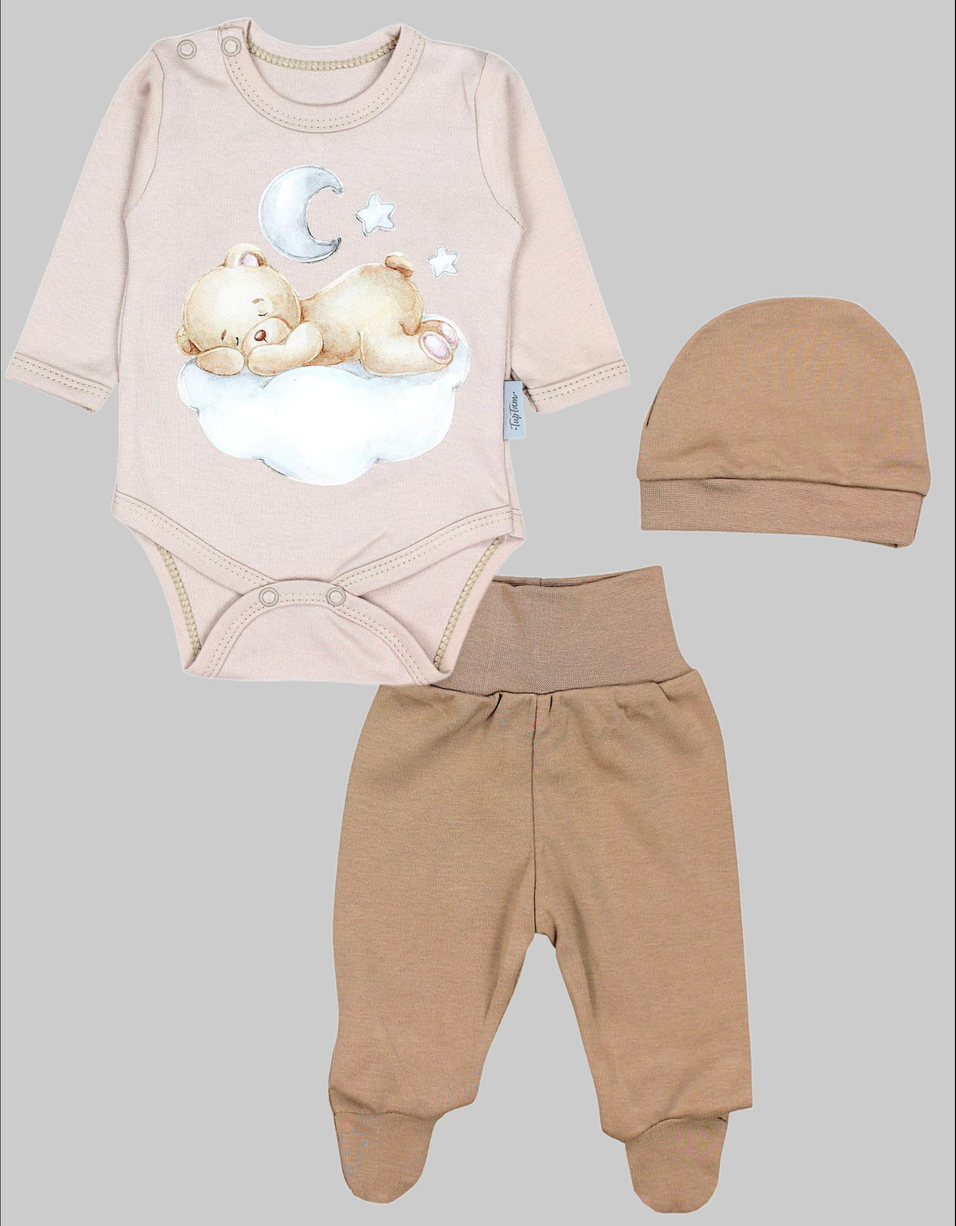 TupTam TupTam Baby Essentials Package - Uni Long Sleeve Bodysuit, Pants & Hat Set Bärchen au Babymode