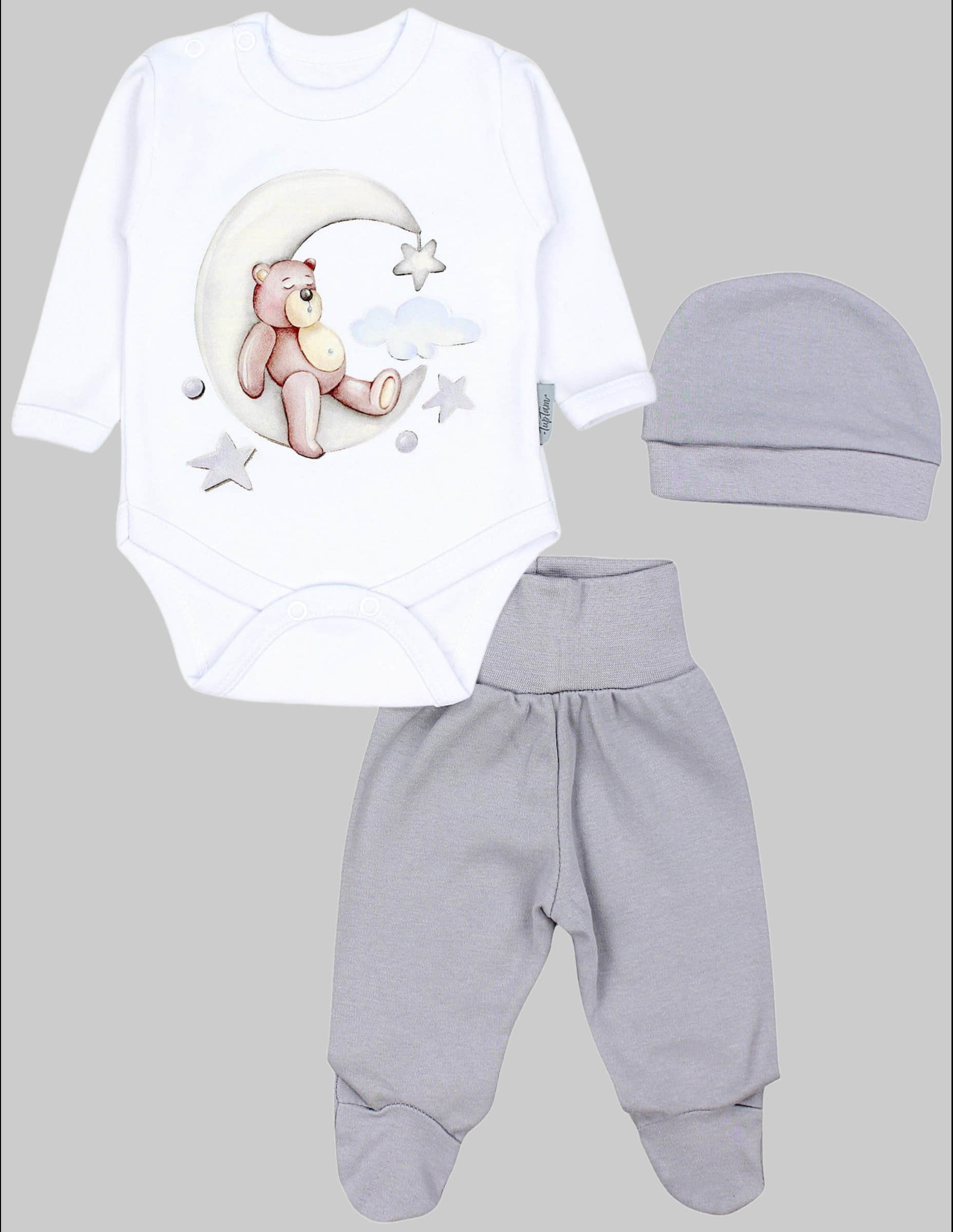 TupTam TupTam Baby Essentials Package - Uni Long Sleeve Bodysuit, Pants & Hat Set Bärchen au Babymode