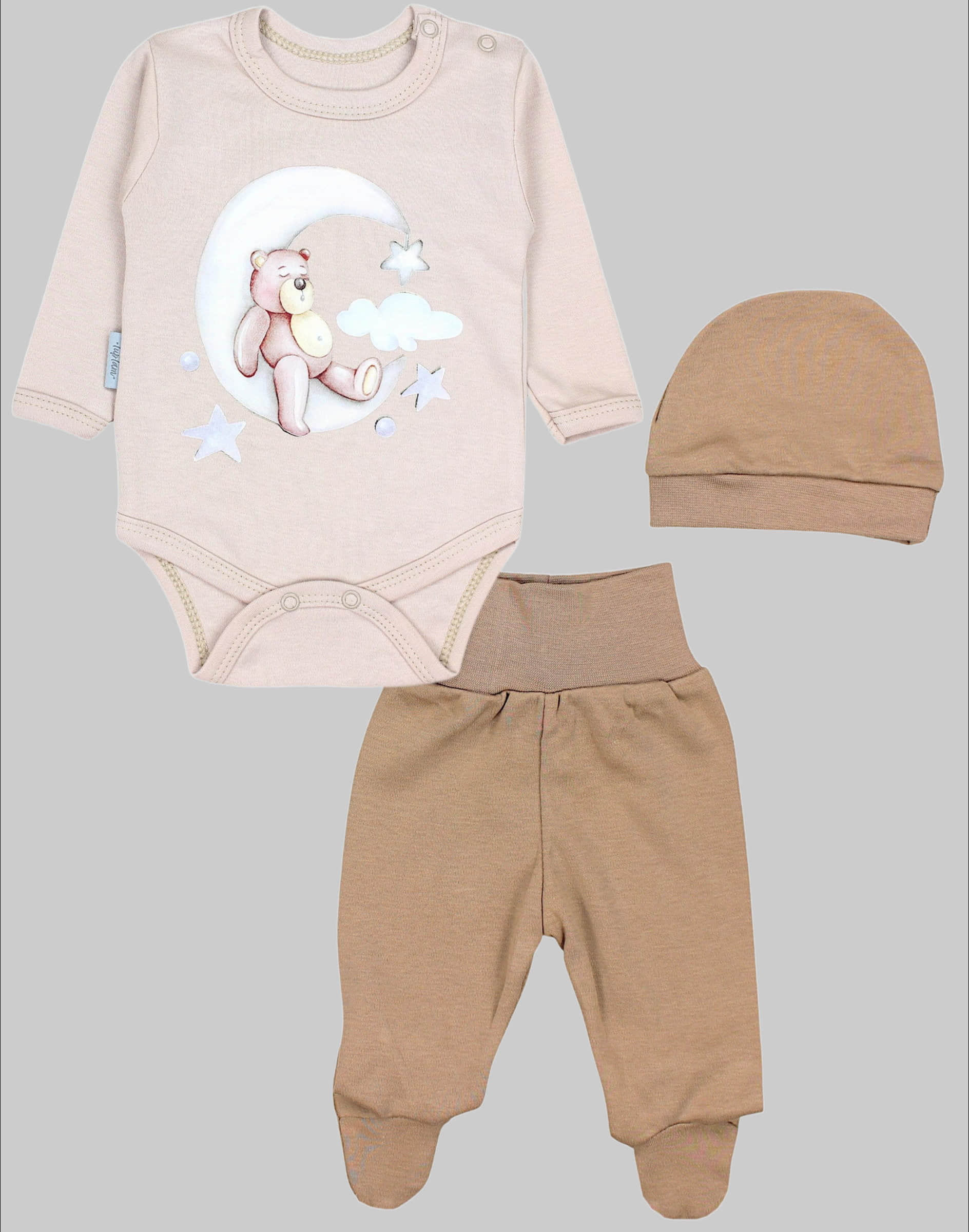 TupTam TupTam Baby Essentials Package - Uni Long Sleeve Bodysuit, Pants & Hat Set Bärchen au Babymode