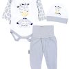 TupTam Baby Essentials Package - Uni Long Sleeve Bodysuit, Pants & Hat Set Giraffe Babymode TupTam