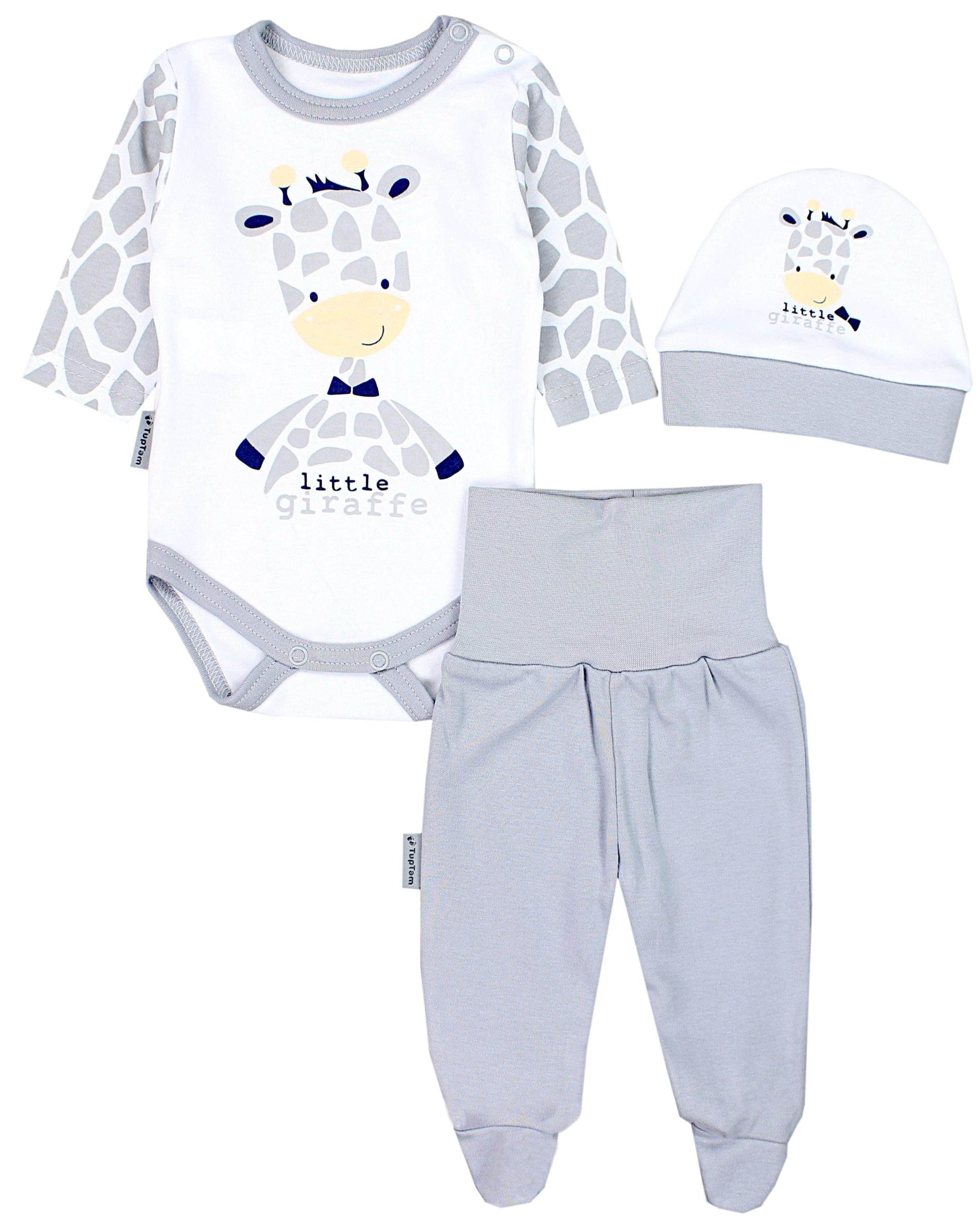 TupTam Baby Essentials Package - Uni Long Sleeve Bodysuit, Pants & Hat Set Giraffe Babymode TupTam