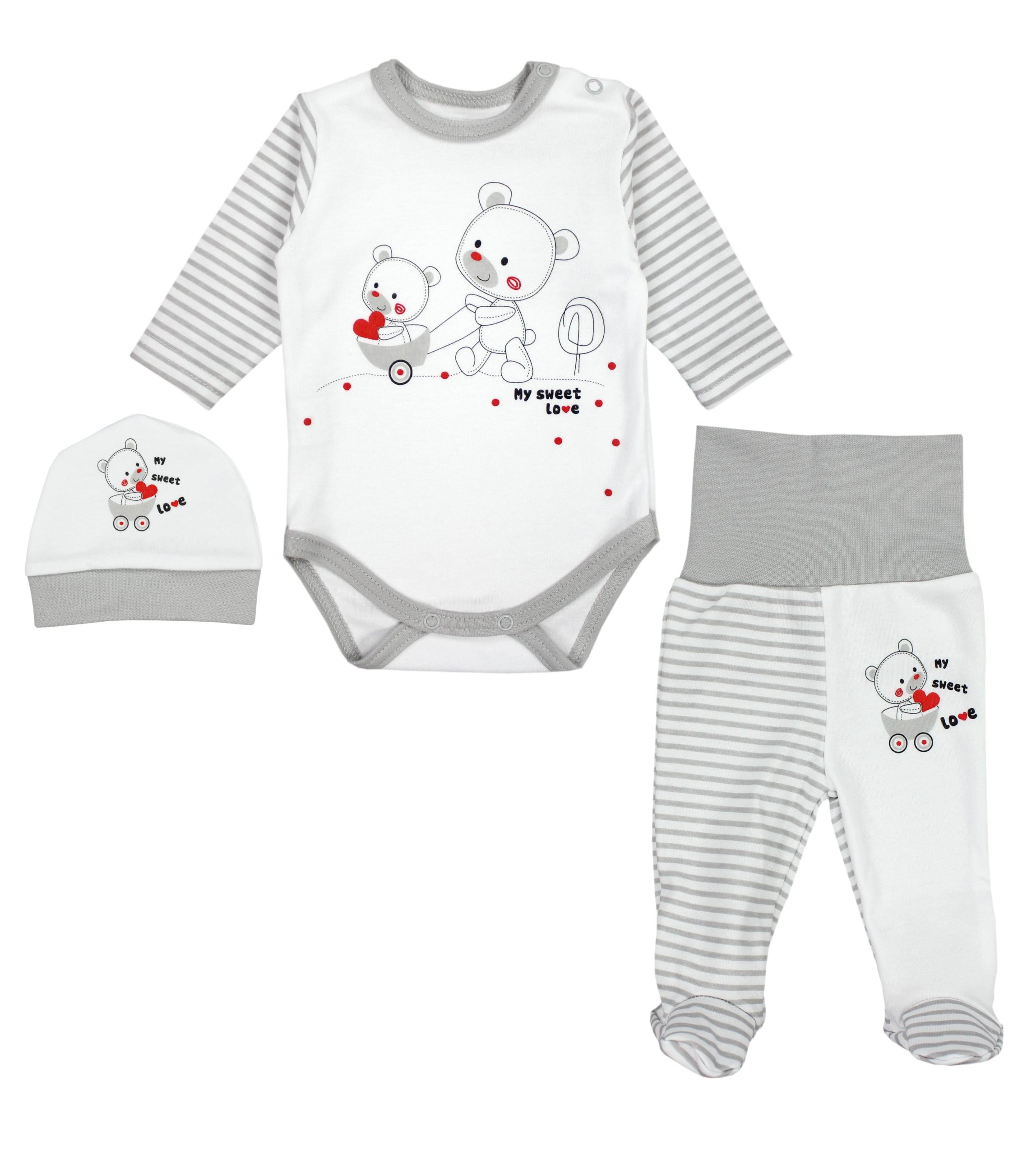 Babymode TupTam TupTam Baby Essentials Package - Uni Long Sleeve Bodysuit, Pants & Hat Set Streifenmu