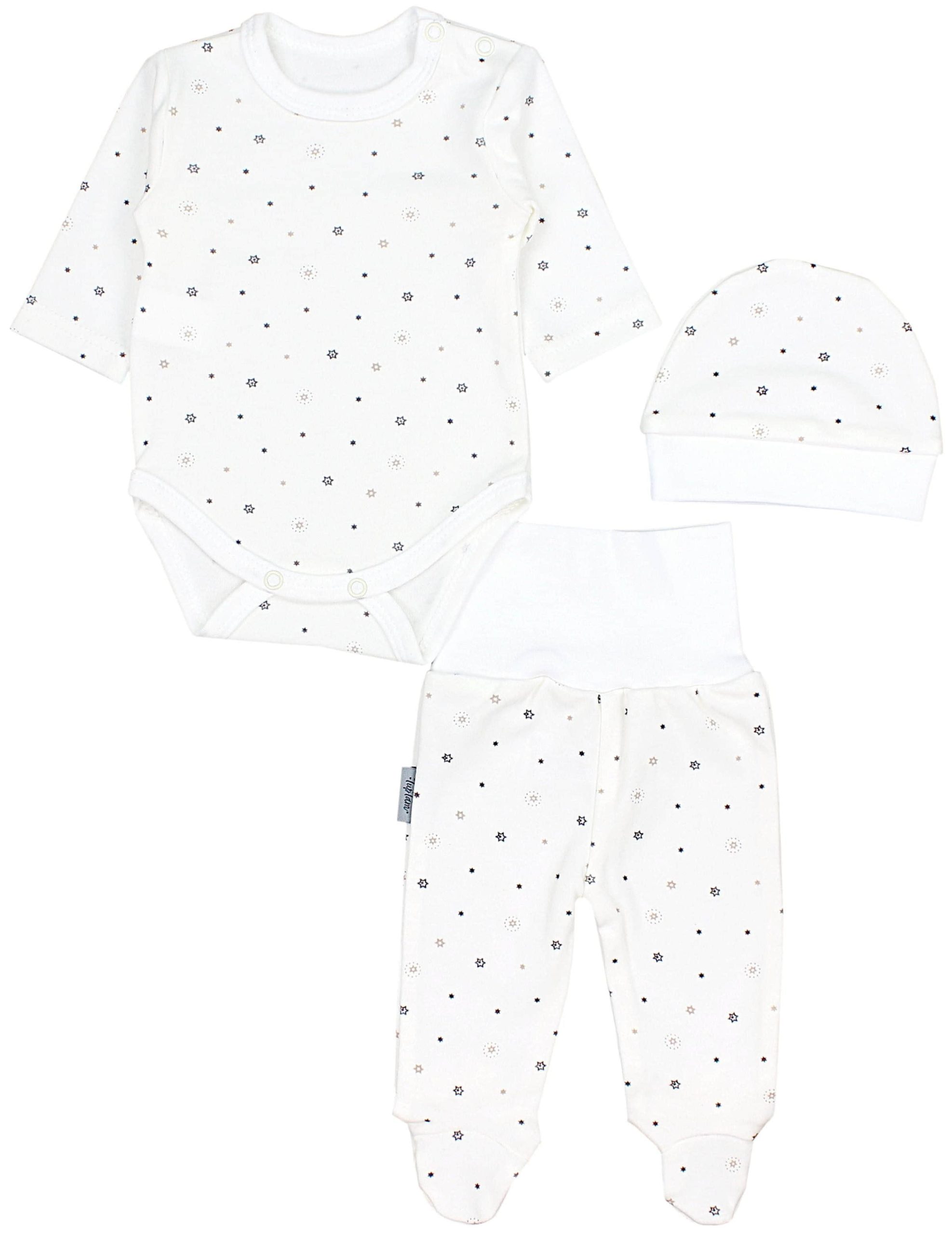 TupTam Baby Essentials Package - Uni Long Sleeve Bodysuit, Pants & Hat Set Sternchen Babymode TupTam