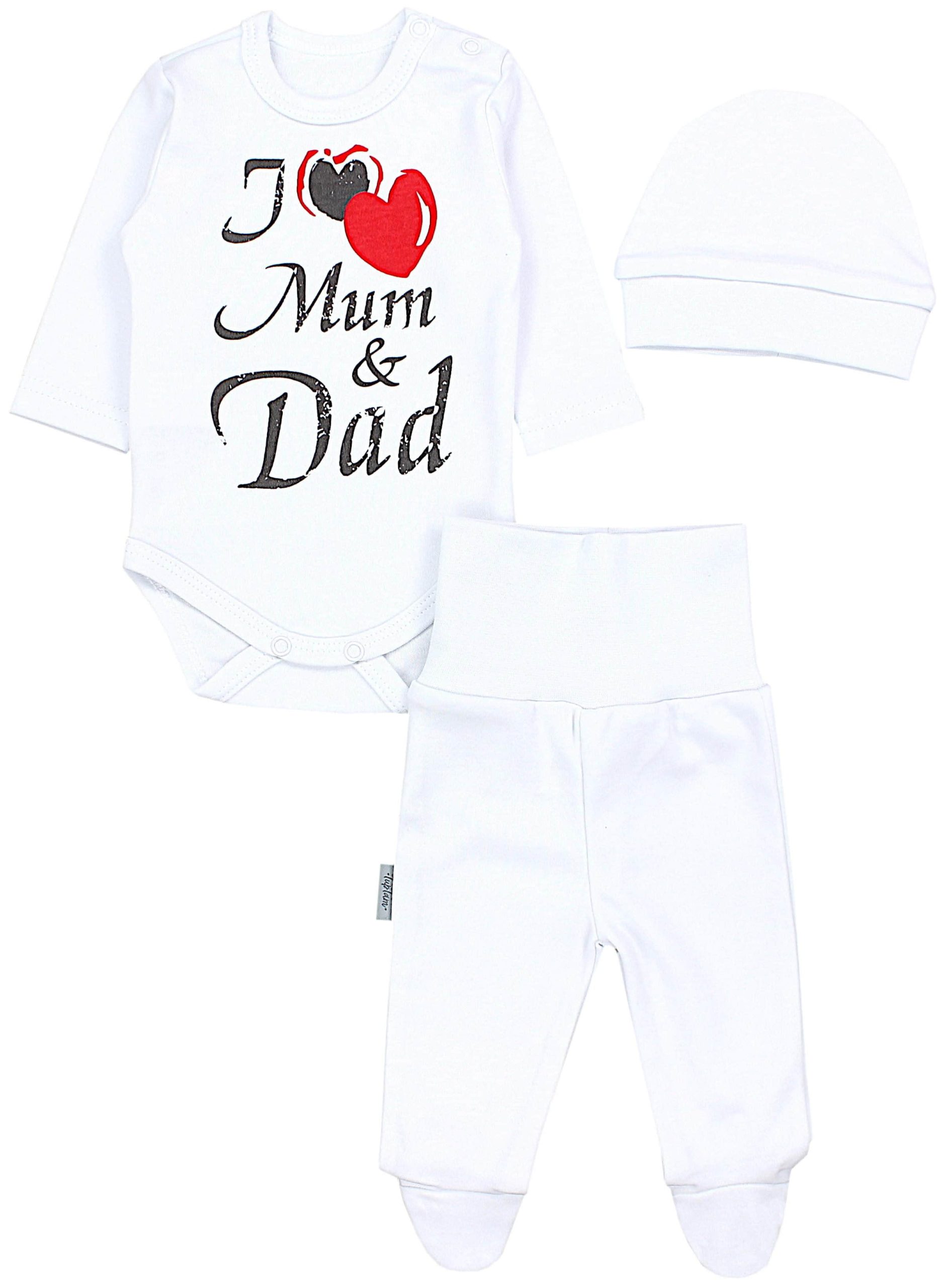 TupTam Baby Essentials Package - Uni Long Sleeve Bodysuit, Pants & Hat Set I love Mum Babymode TupTam
