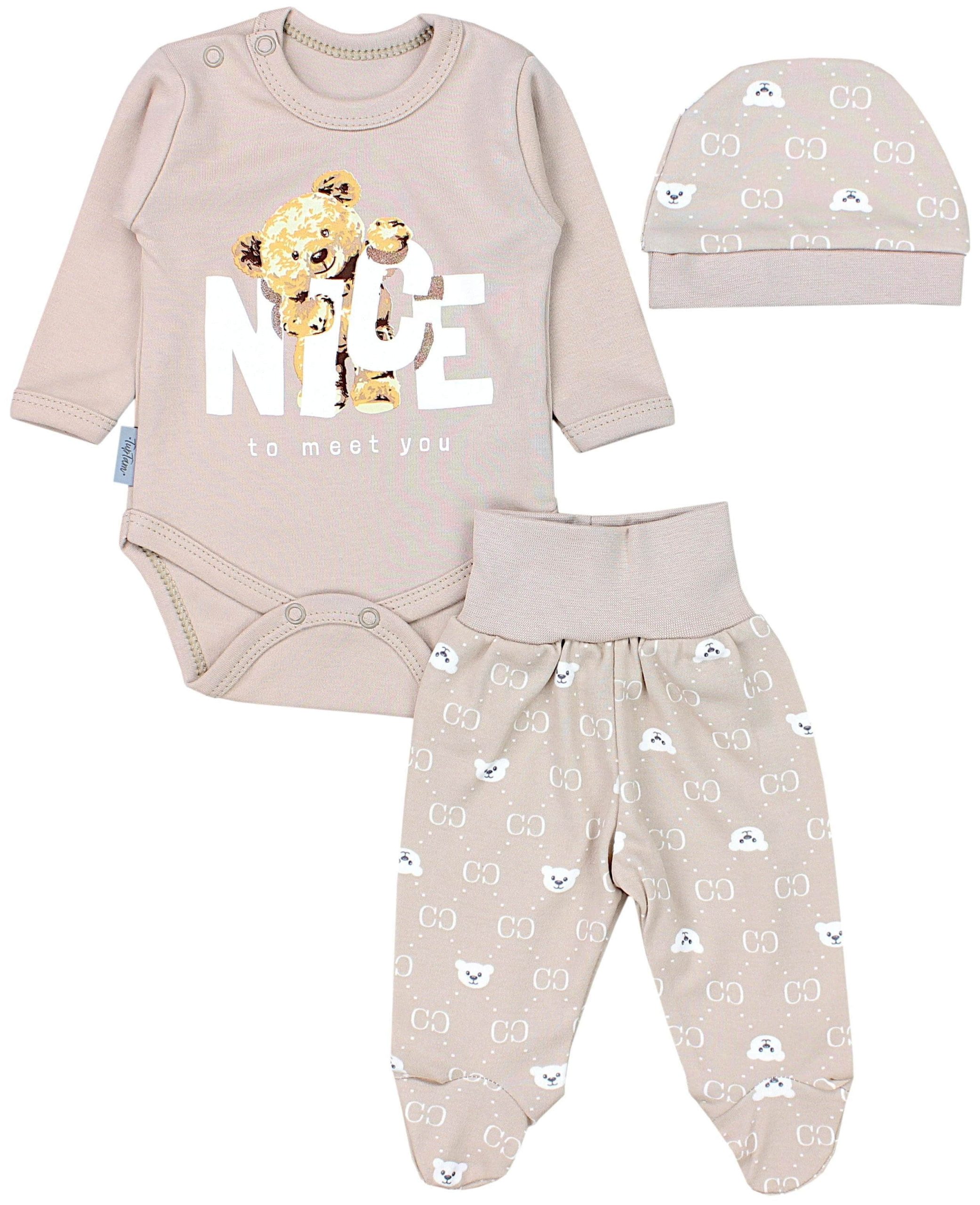 TupTam Baby Essentials Package - Uni Long Sleeve Bodysuit, Pants & Hat Set Bärchen Be TupTam Babymode
