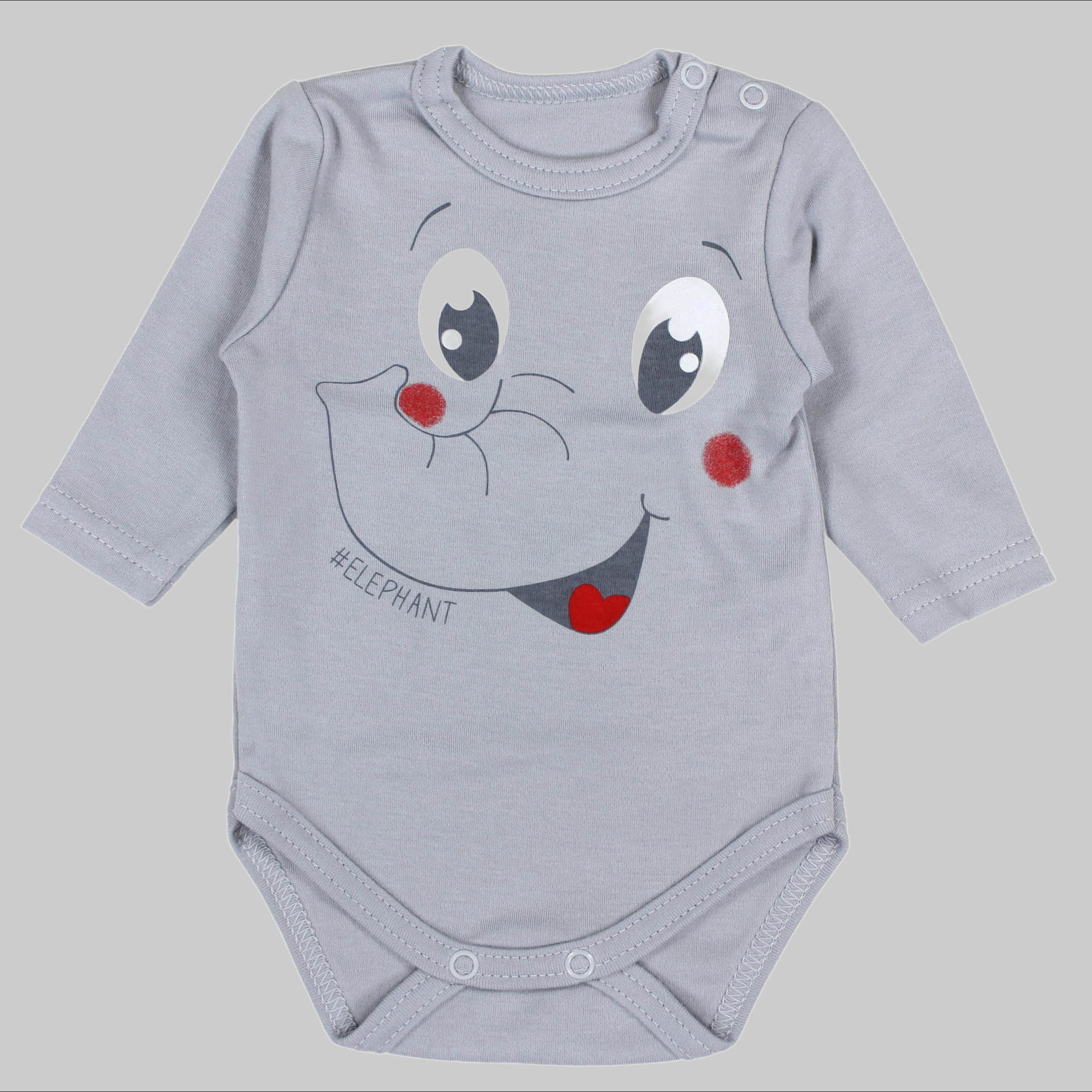 TupTam TupTam Baby Essentials Package - Uni Long Sleeve Bodysuit, Pants & Hat Set Elefant Grau Babymode