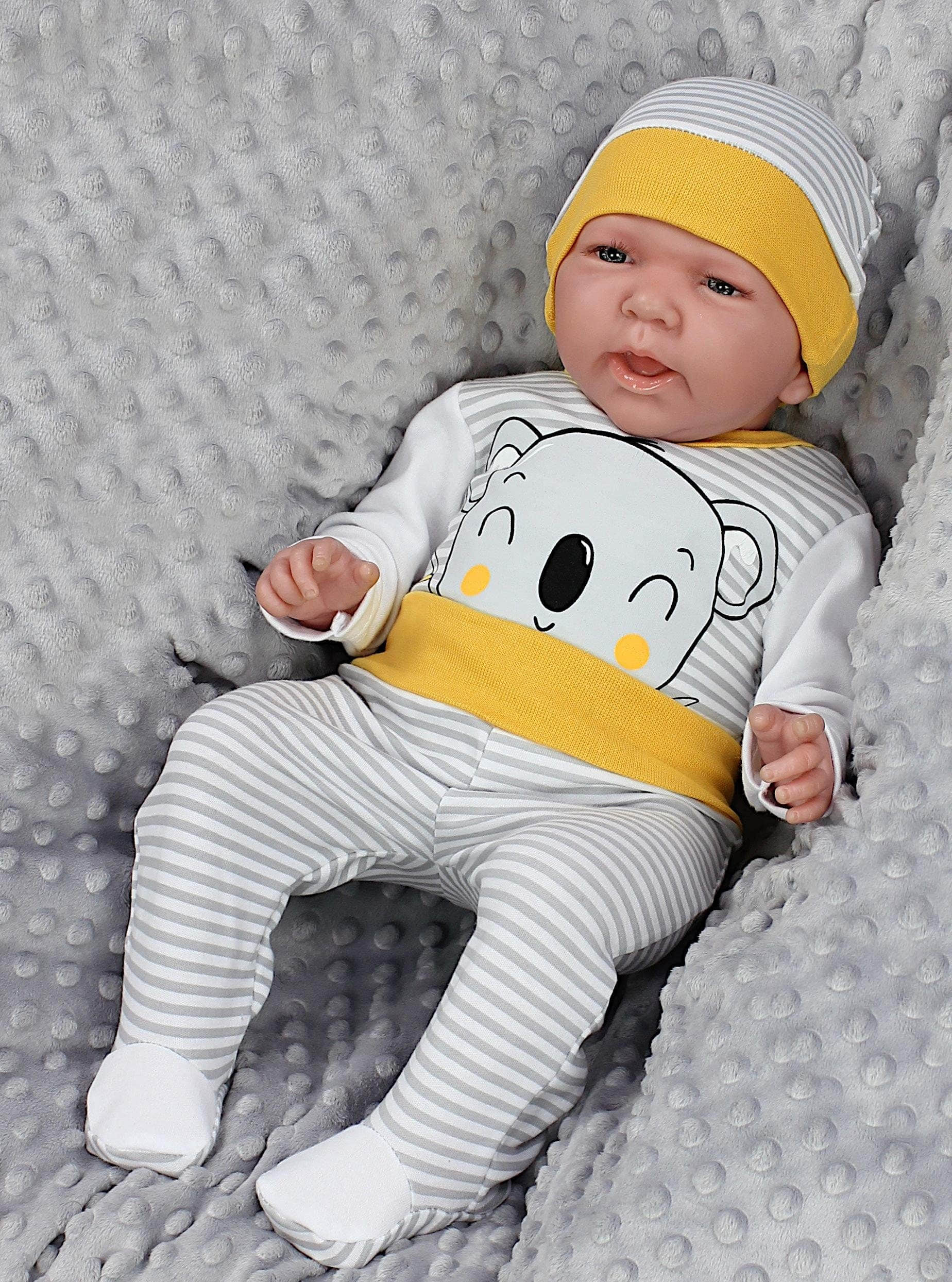 TupTam TupTam Baby Essentials Package - Uni Long Sleeve Bodysuit, Pants & Hat Set Koala Stre Babymode