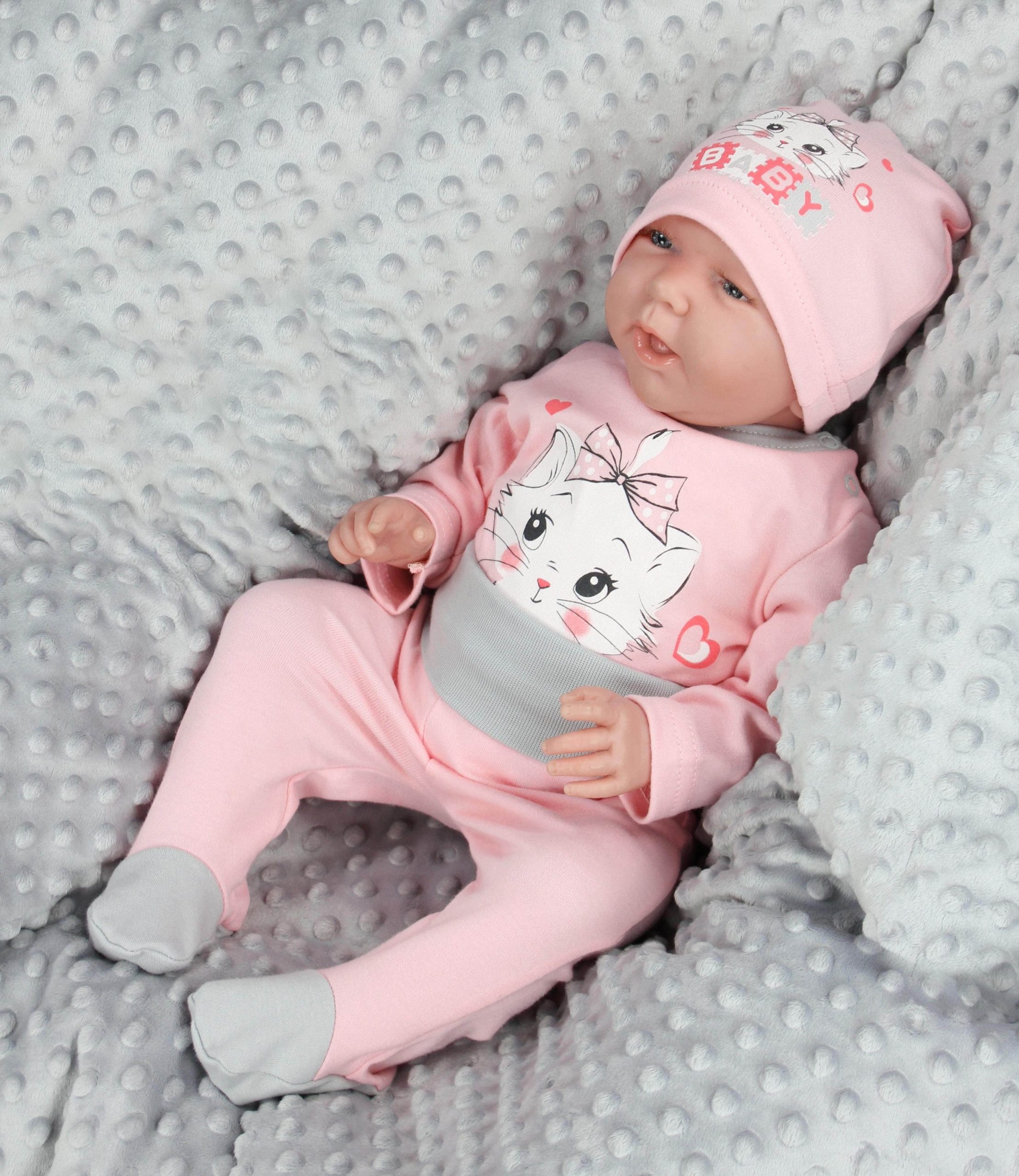 TupTam Baby Essentials Package - Uni Long Sleeve Bodysuit, Pants & Hat Set Katze Apri TupTam Babymode