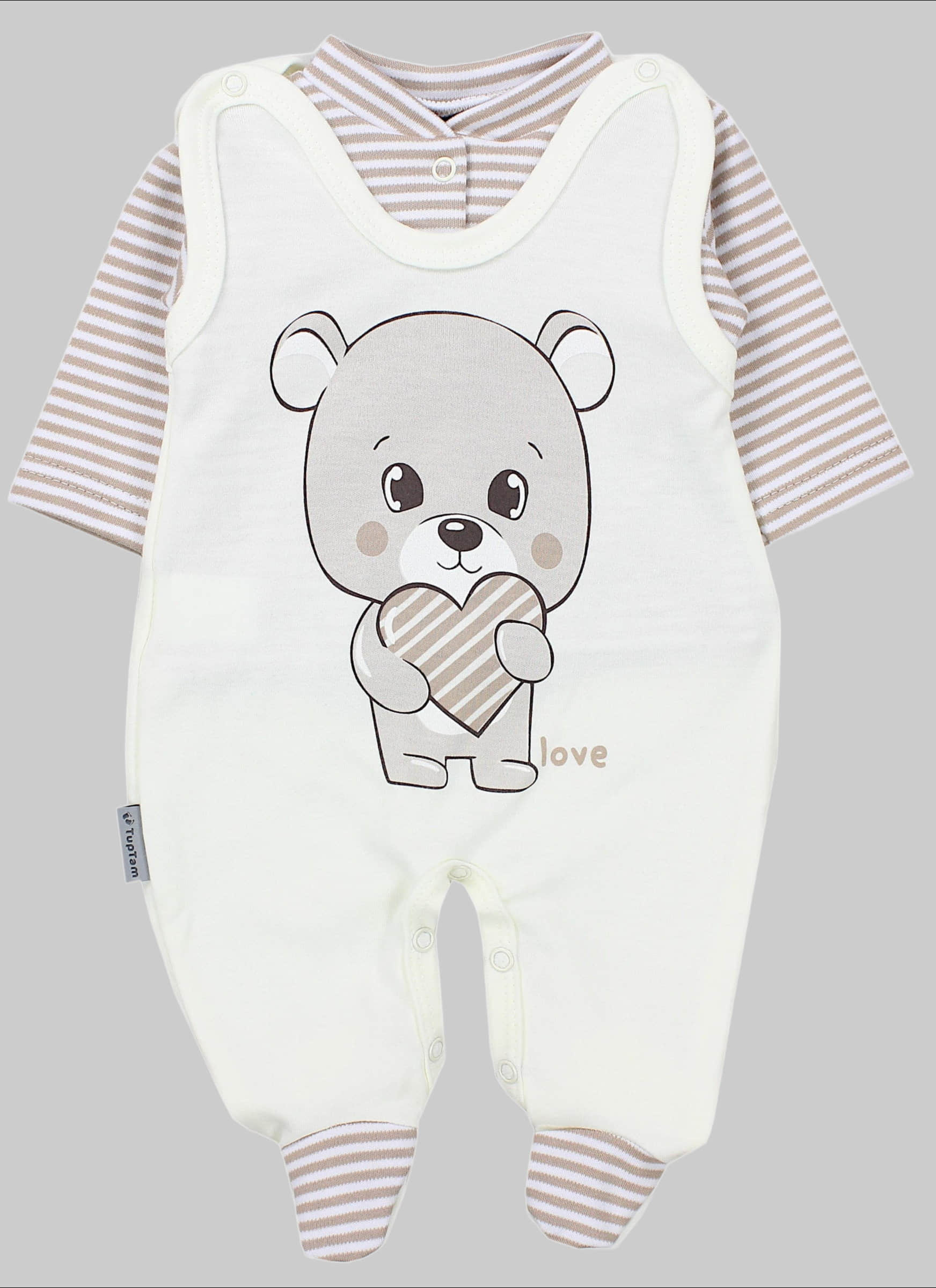 TupTam Baby Romper Set - Organic Cotton Animal Print & 'I Love Mum' - Girl & Boy Love Teddy TupTam Babymode
