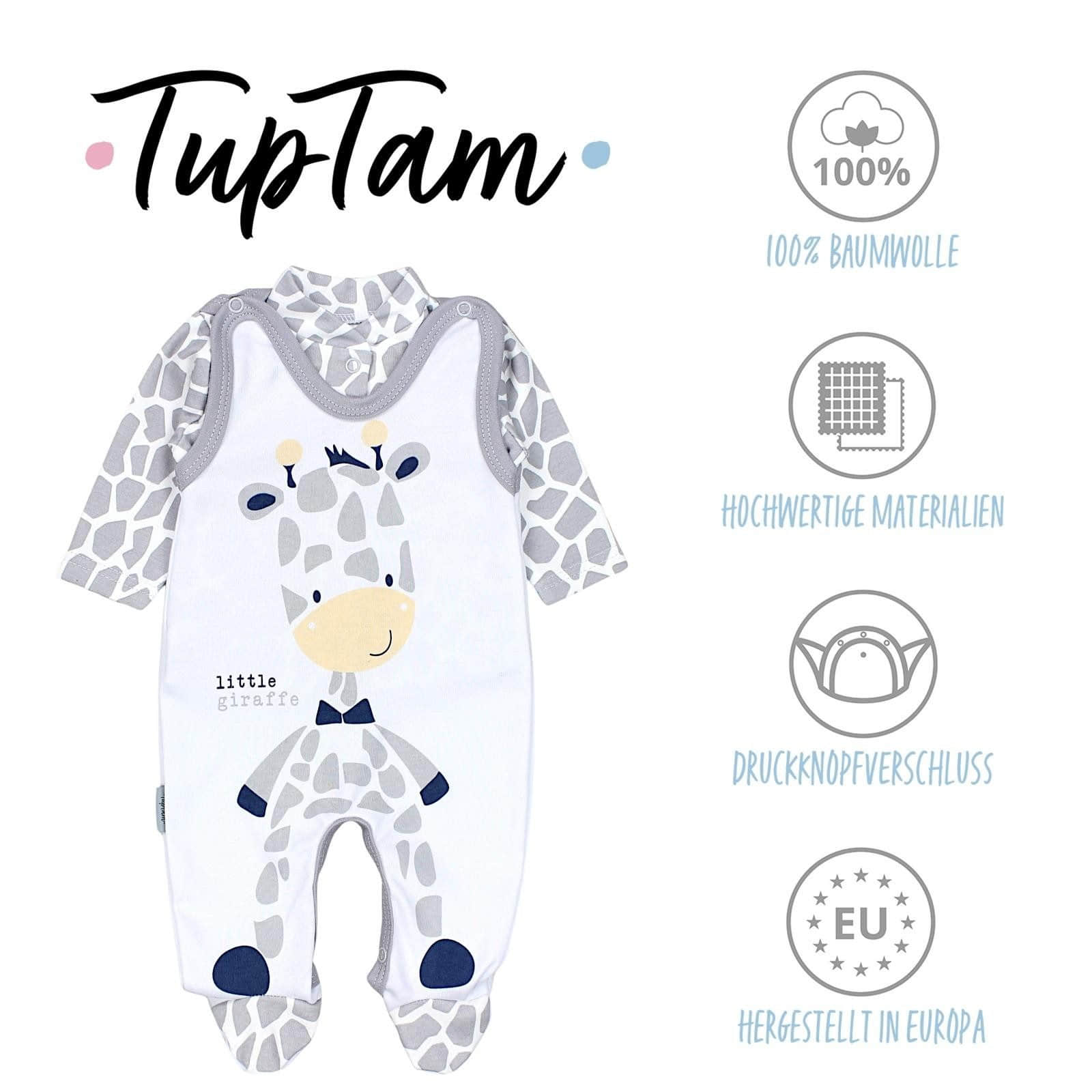 TupTam Babymode TupTam Baby Romper Set - Organic Cotton Animal Print & 'I Love Mum' - Girl & Boy Giraffe