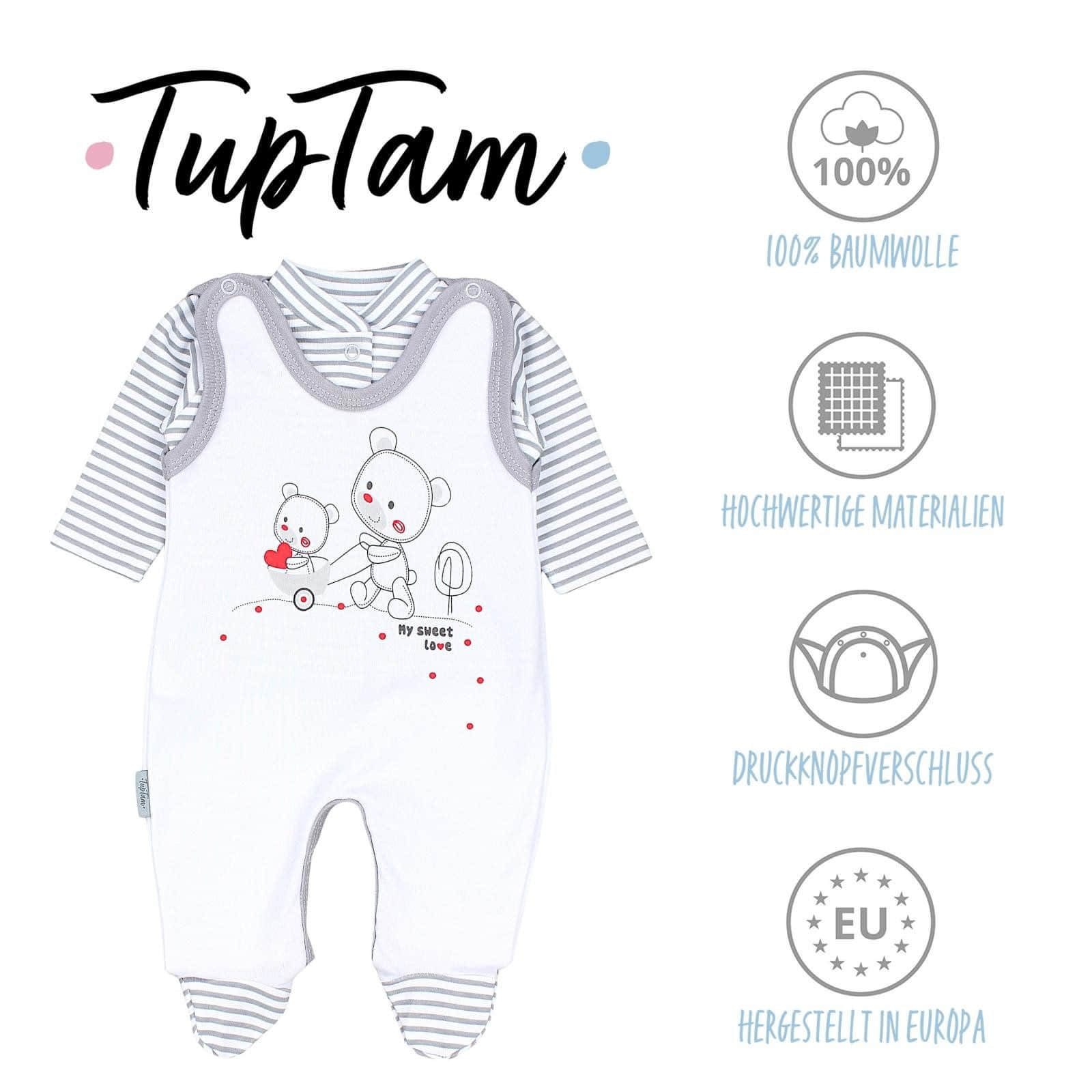TupTam Baby Romper Set - Organic Cotton Animal Print & 'I Love Mum' - Girl & Boy Streifenmu TupTam Babymode