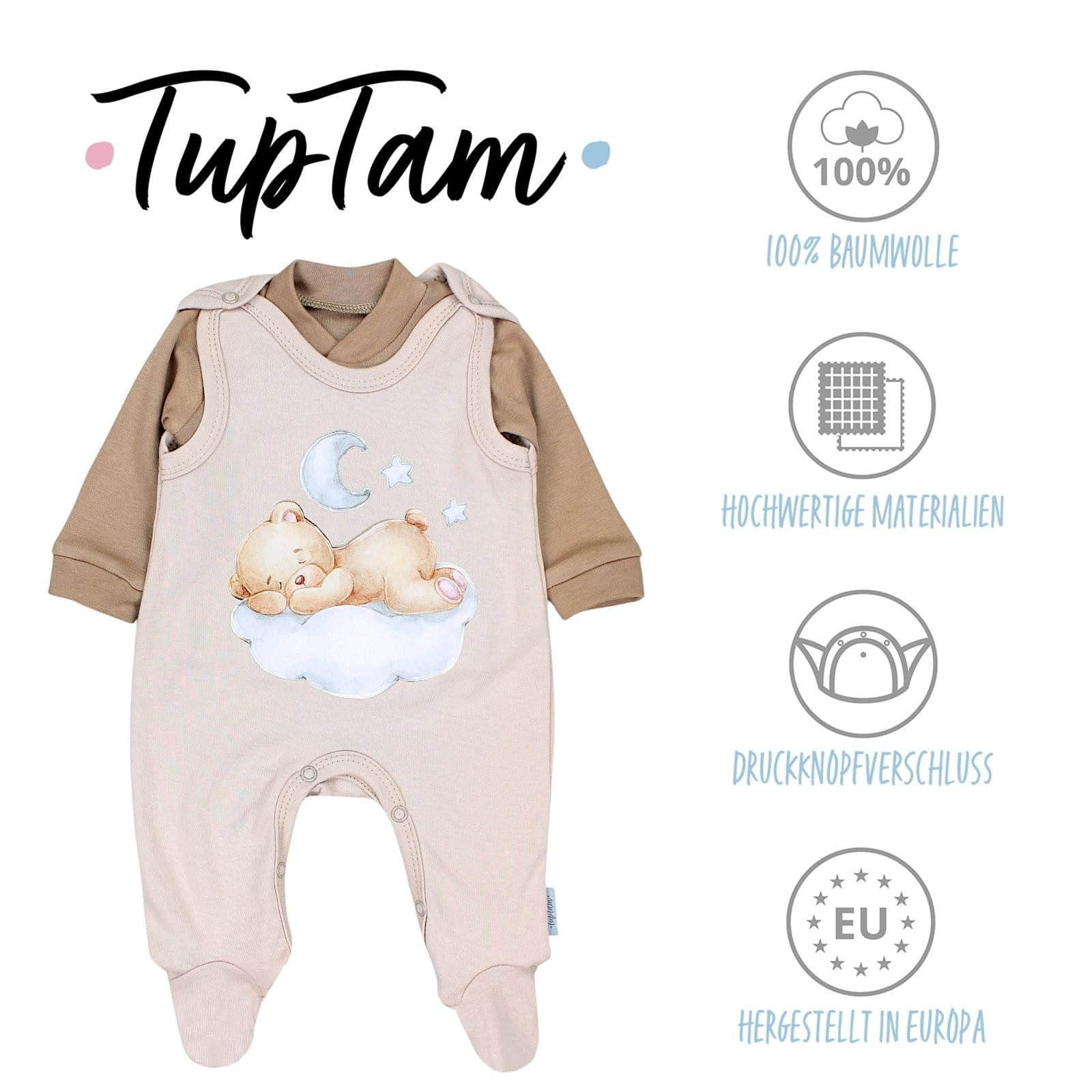 Babymode TupTam TupTam Baby Romper Set - Organic Cotton Animal Print & 'I Love Mum' - Girl & Boy Bärchen au