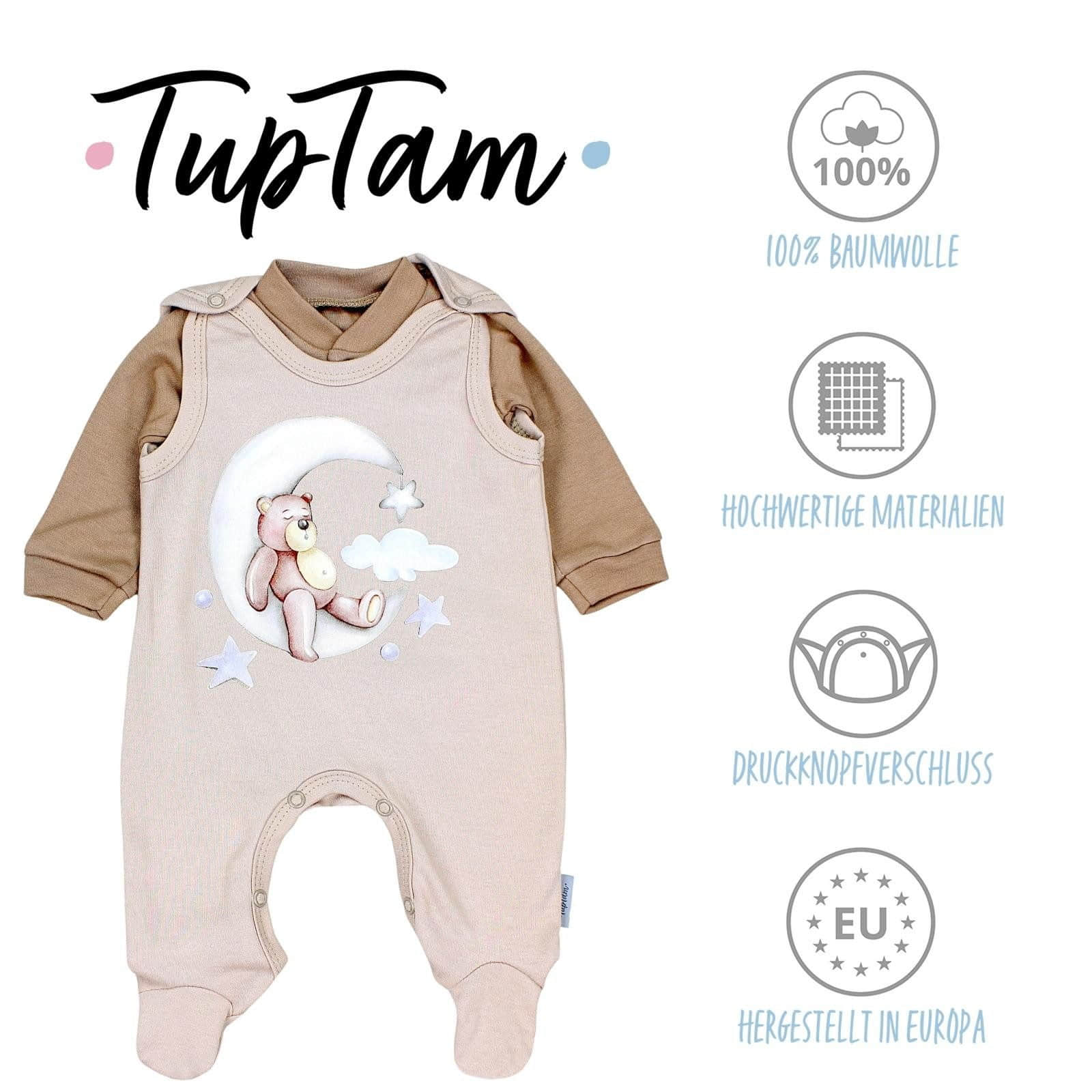 TupTam Baby Romper Set - Organic Cotton Animal Print & 'I Love Mum' - Girl & Boy Bärchen Mo Babymode TupTam
