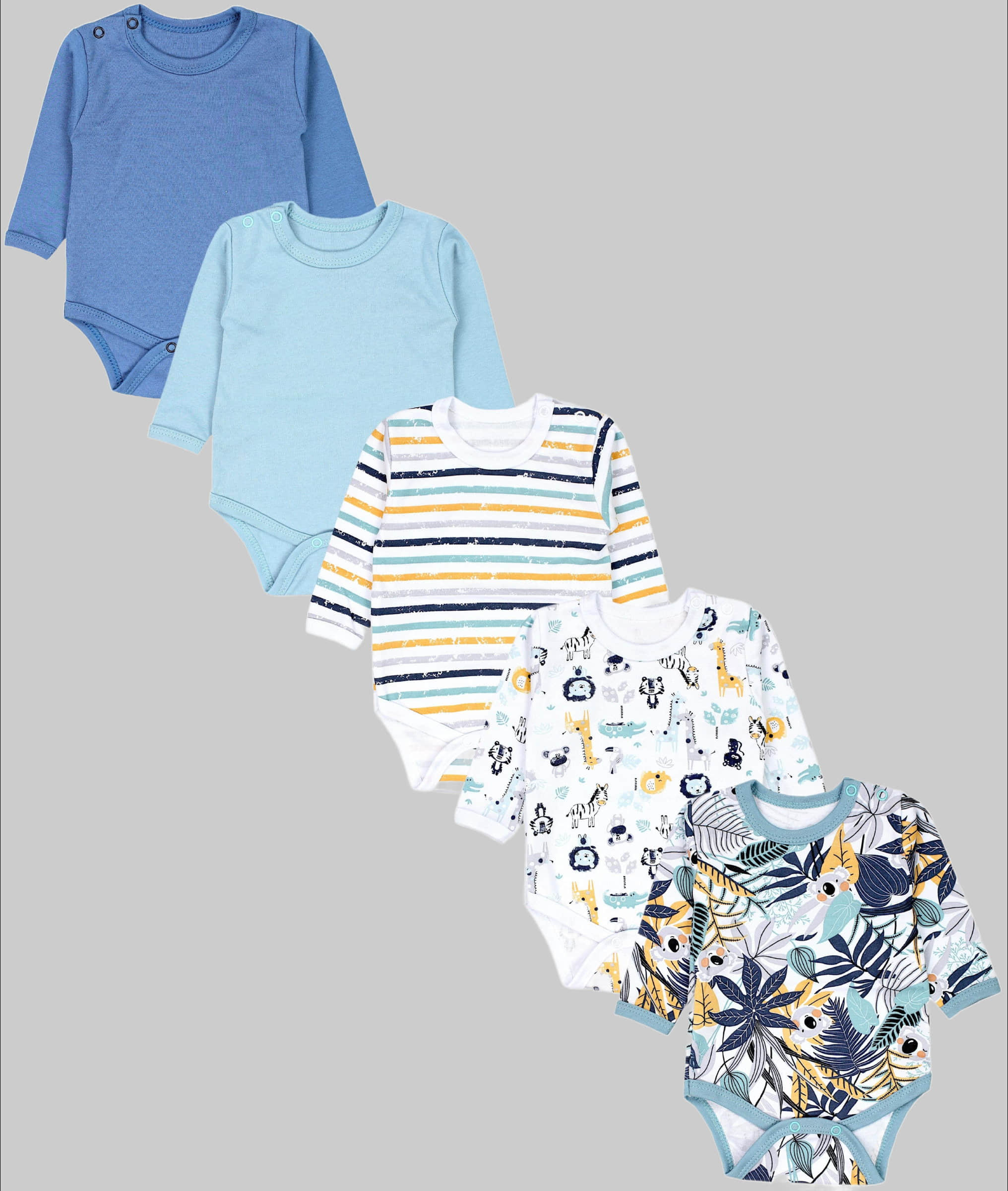 TupTam TupTam Langarmbody – TupTam Jungen Baby Body Langarm Unifarben 5er Pack Koala Safa Babymode