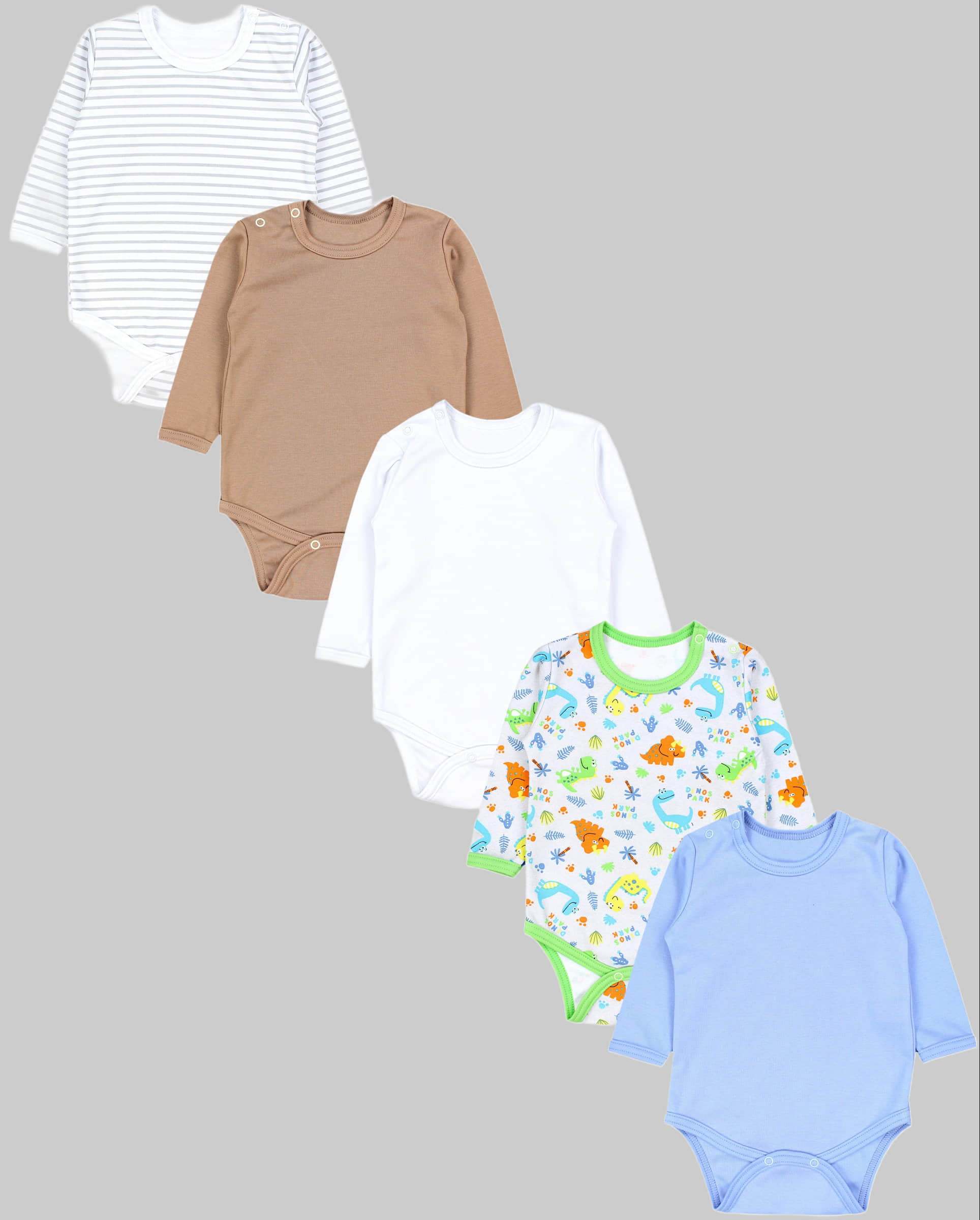 TupTam Langarmbody – TupTam Jungen Baby Body Langarm Unifarben 5er Pack Dino Blau TupTam Babymode