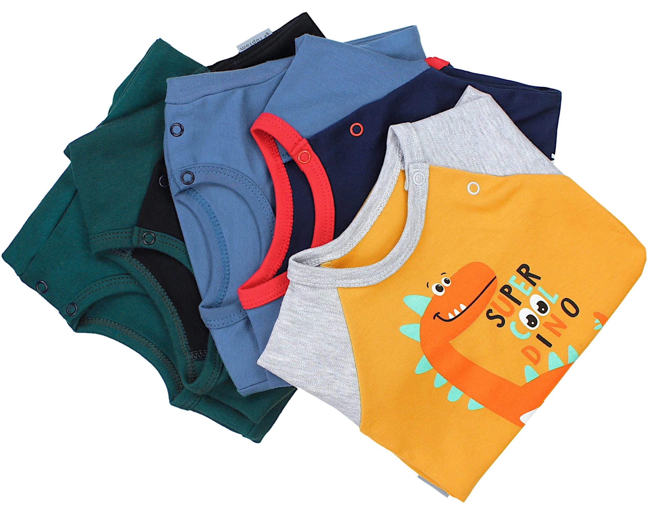 TupTam Langarmbody – TupTam Jungen Baby Body Langarm Unifarben 5er Pack Flugzeug D Babymode TupTam