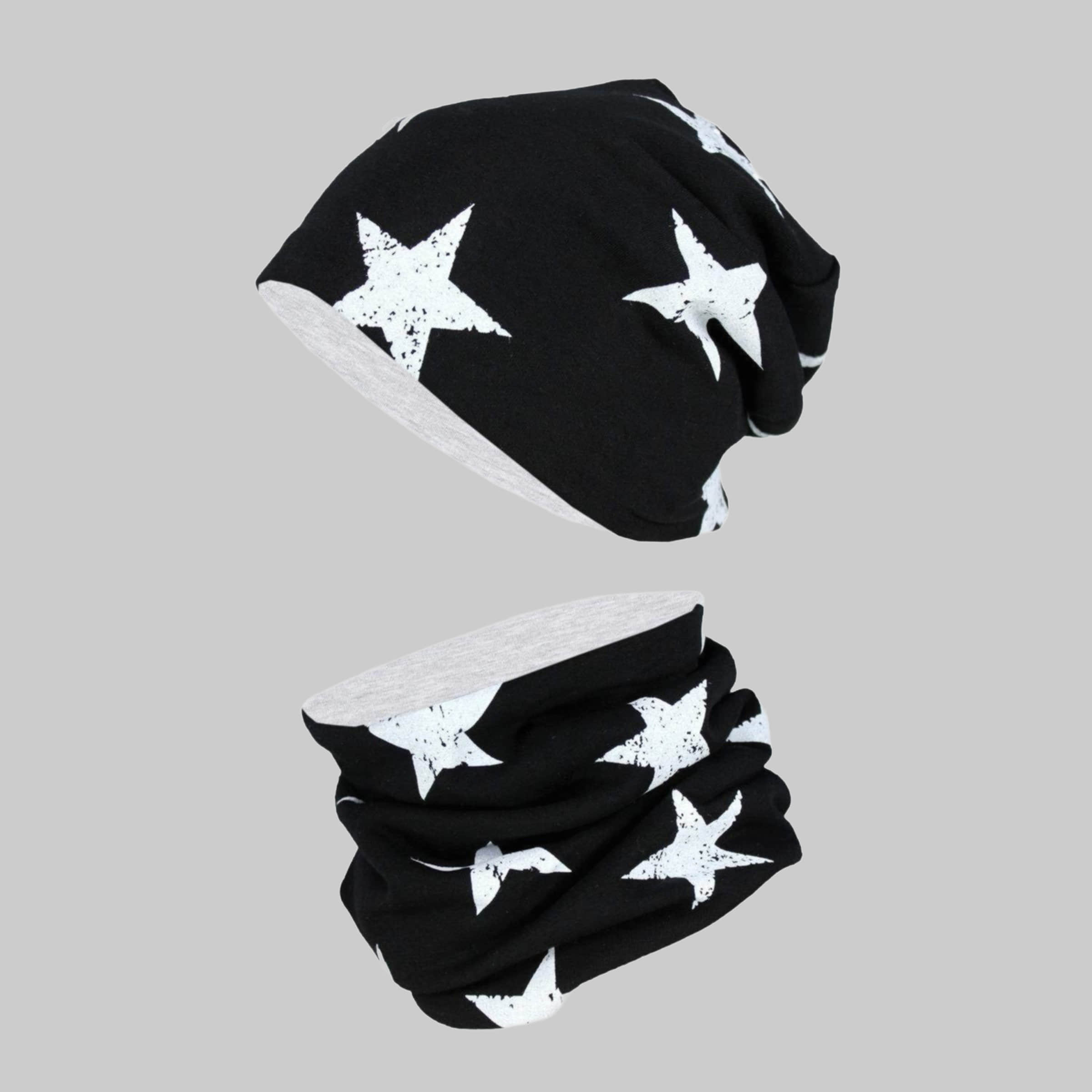 TupTam TupTam Mütze & Schal TupTam Uni Kinder Beanie Mütze Schlauchschar Set Sterne Wei Mädchenmode
