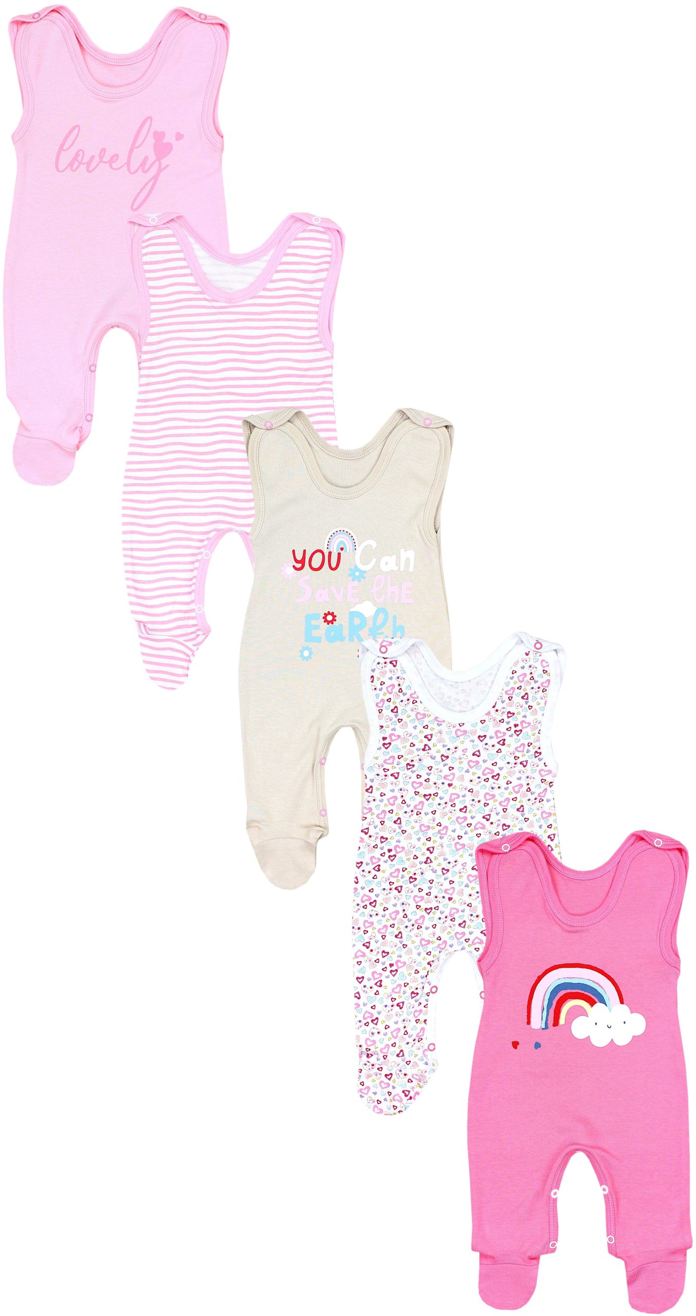 TupTam TupTam Strampler TupTam Baby Uni Strampler mit Aufdruck Spruch 5er Pack (5-tlg) Herzen Reg Babymode