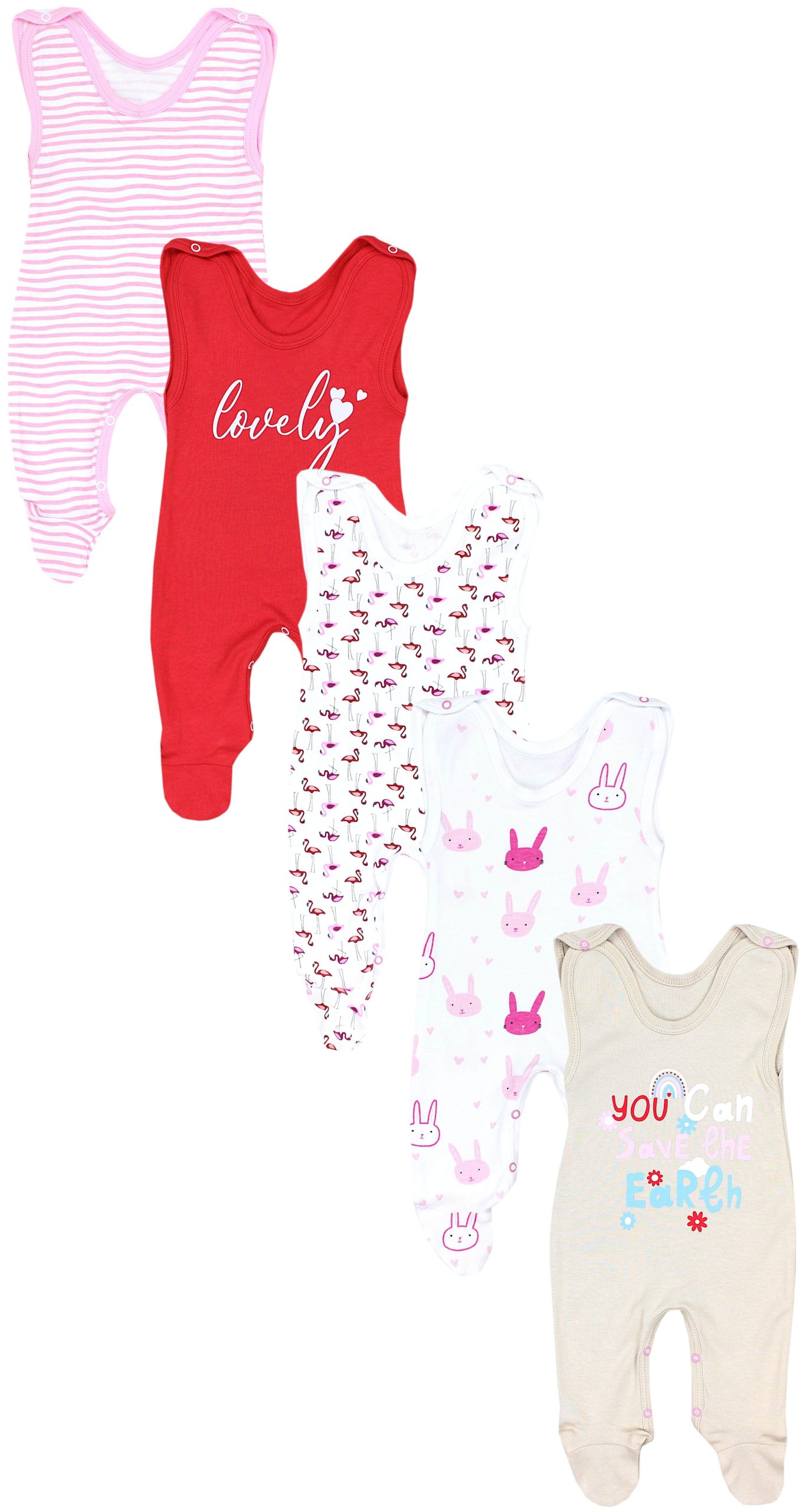 Babymode TupTam TupTam Strampler TupTam Baby Uni Strampler mit Aufdruck Spruch 5er Pack (5-tlg) Flamingo R