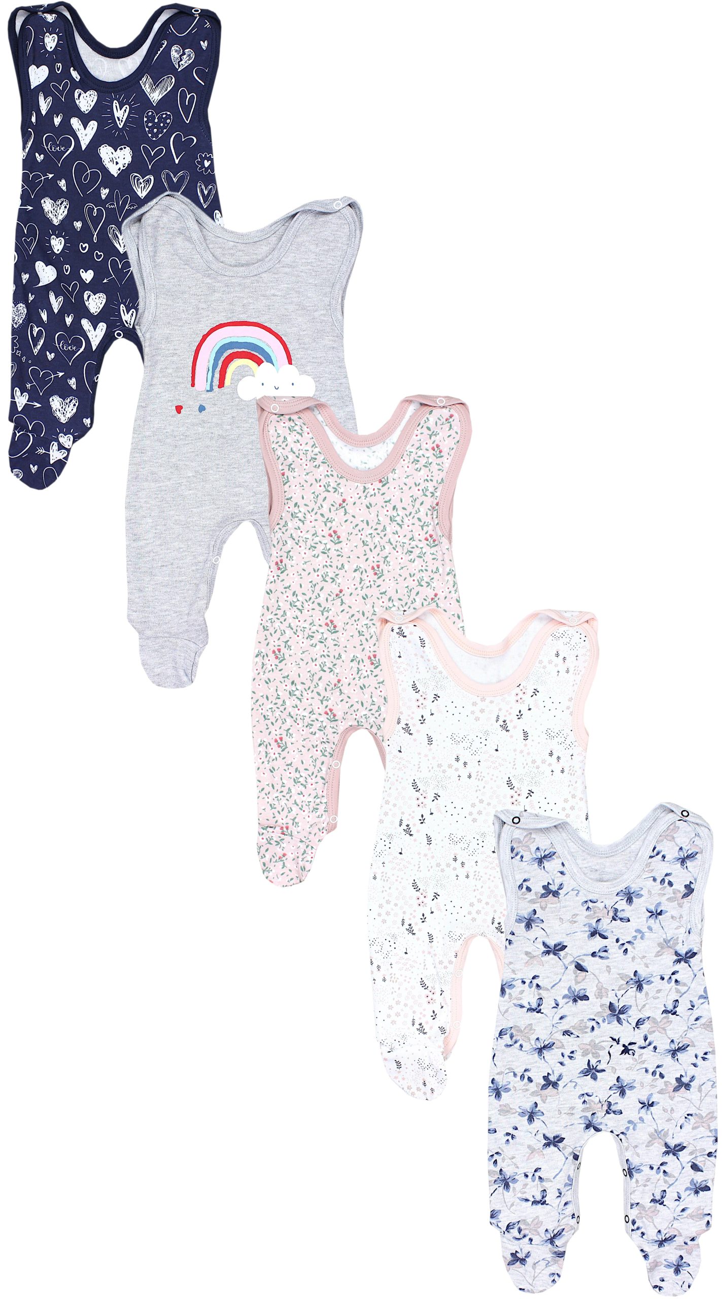 TupTam TupTam Strampler TupTam Baby Uni Strampler mit Aufdruck Spruch 5er Pack (5-tlg) Blumen Reg Babymode
