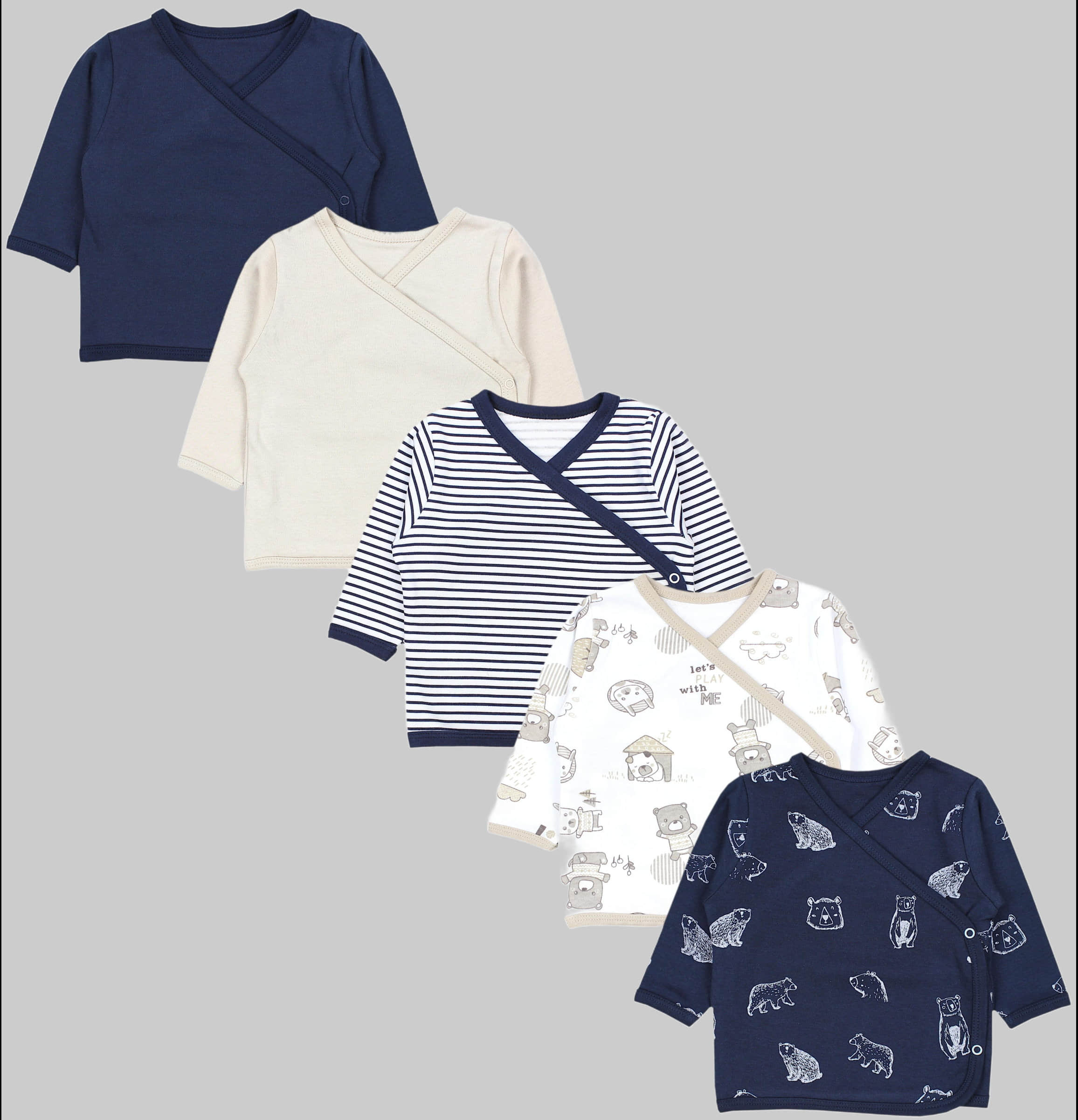 TupTam Wickelshirt TupTam Baby Jungen Langarm Wickelshirt Baumwolle 5er Set Bären Set TupTam Babymode