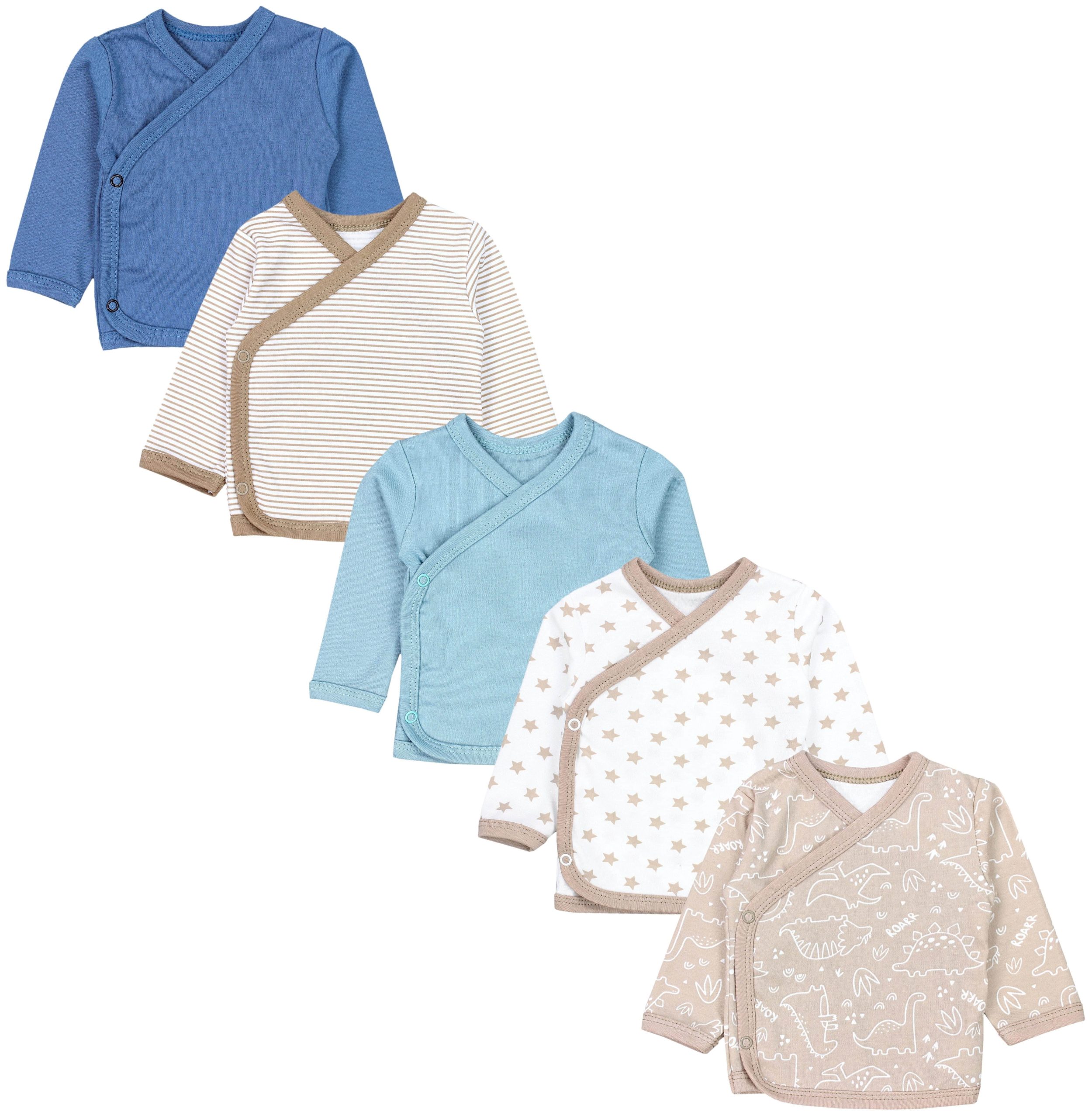 Babymode TupTam TupTam Wickelshirt TupTam Baby Jungen Langarm Wickelshirt Baumwolle 5er Set Dino/ Beig