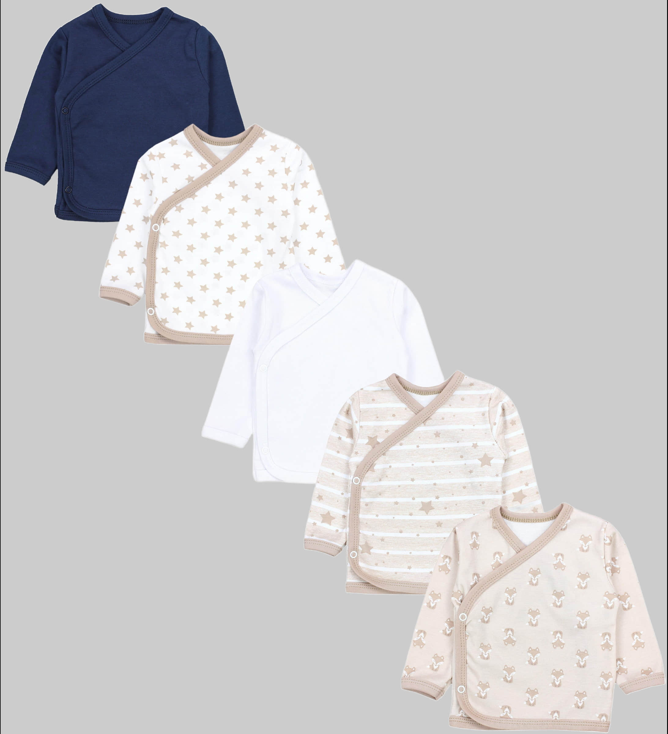 Babymode TupTam TupTam Wickelshirt TupTam Baby Jungen Langarm Wickelshirt Baumwolle 5er Set Fuchs Beig
