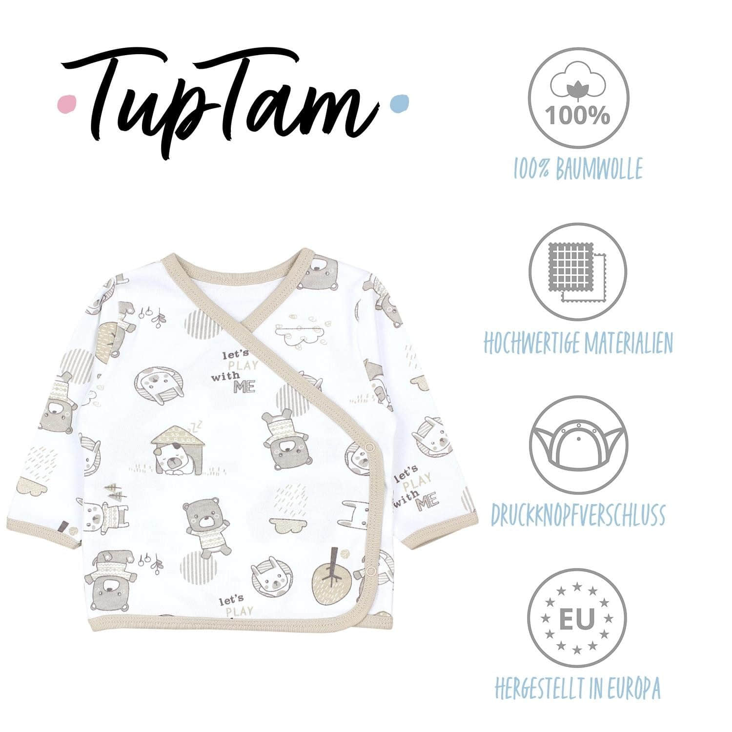 TupTam Wickelshirt TupTam Baby Jungen Langarm Wickelshirt Baumwolle 5er Set Bären Set TupTam Babymode