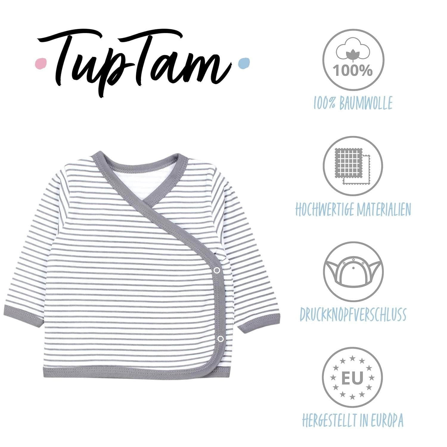 TupTam TupTam Wickelshirt TupTam Baby Jungen Langarm Wickelshirt Baumwolle 5er Set Streifen M Babymode